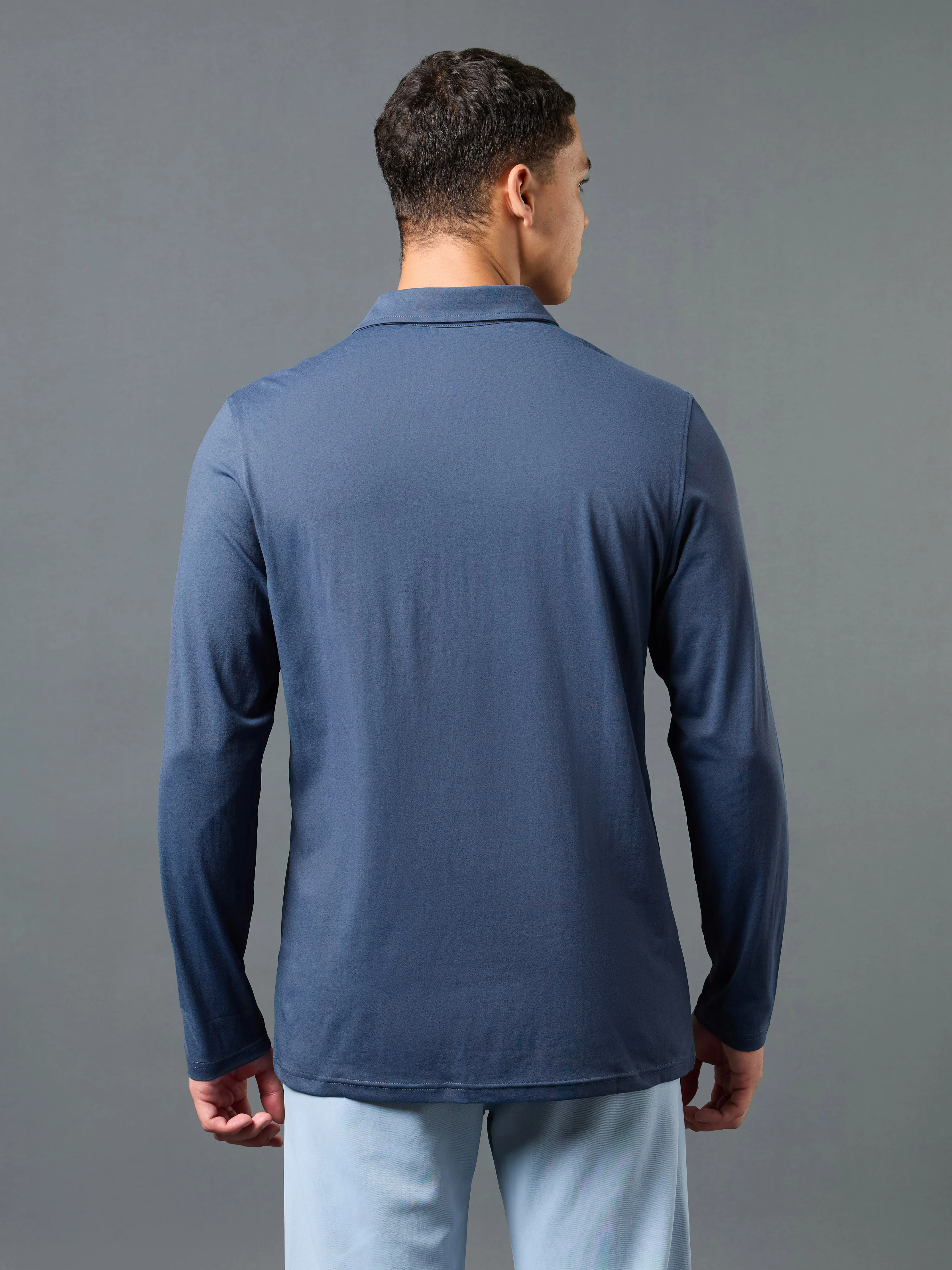Men Solid Slim Fit Polo T-shirt with COTFLEX - Image 3