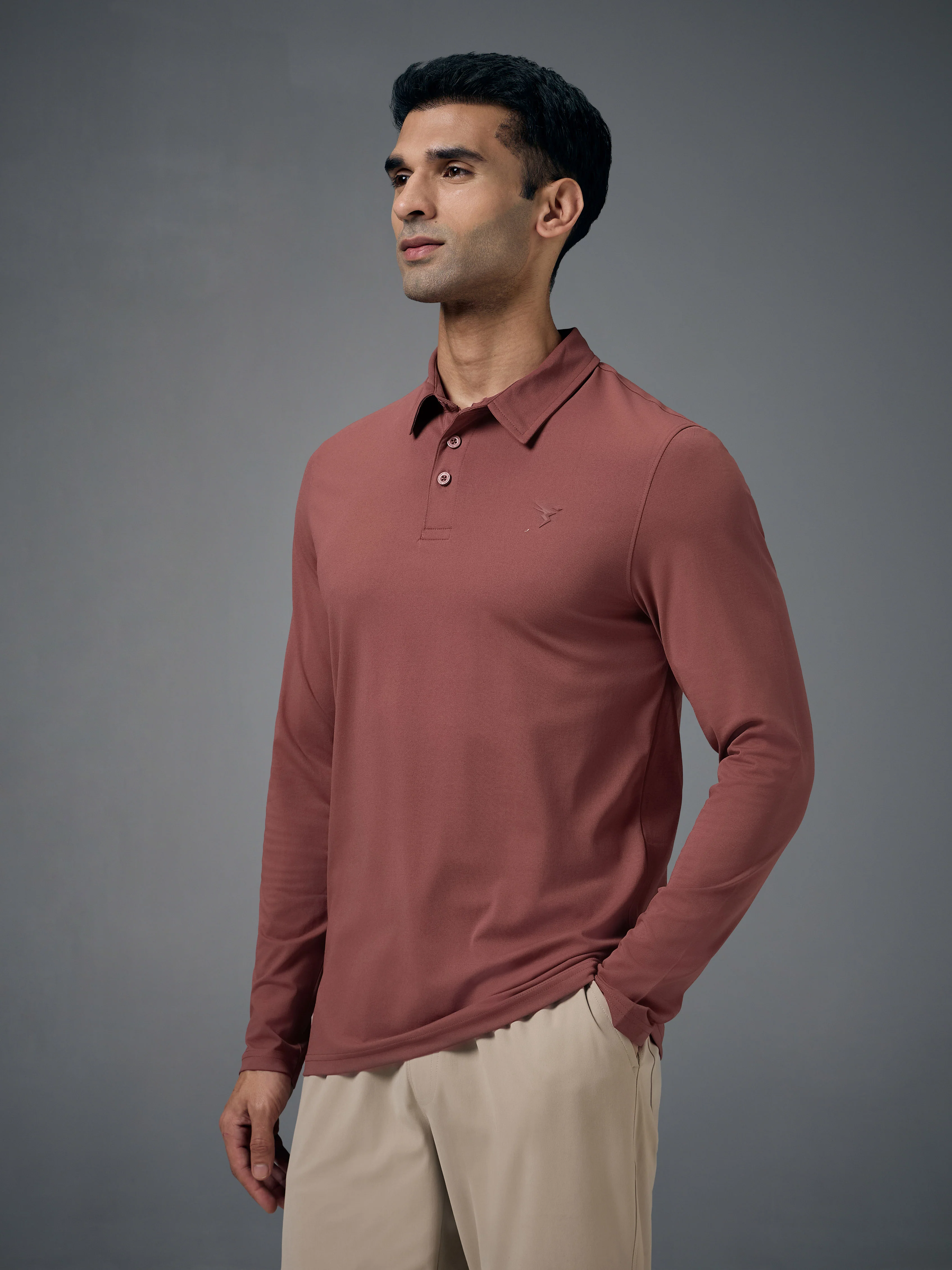 Men Solid Slim Fit Polo T-shirt with COTFLEX - Image 4