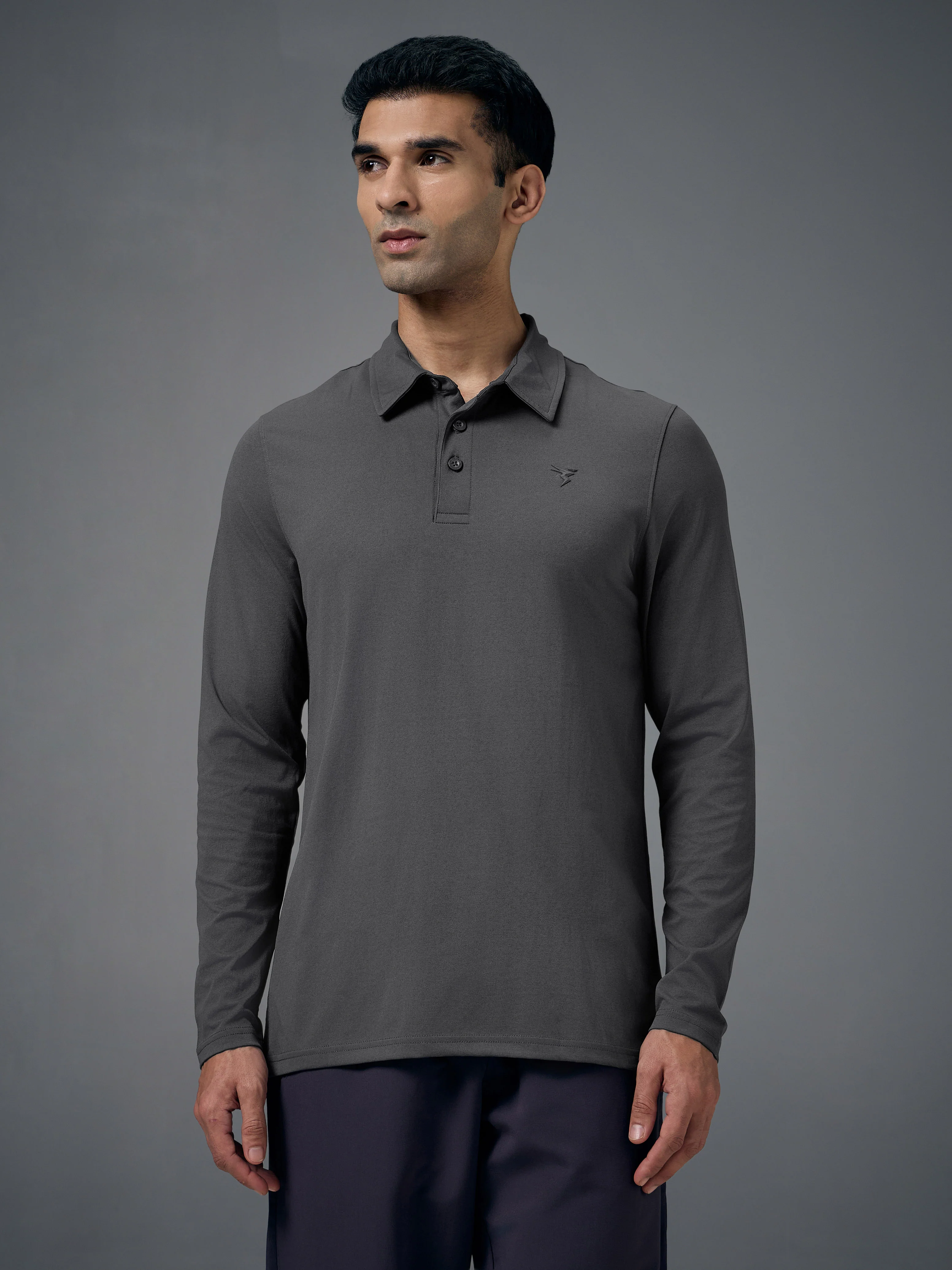 Men Solid Slim Fit Polo T-shirt with COTFLEX - Image 2