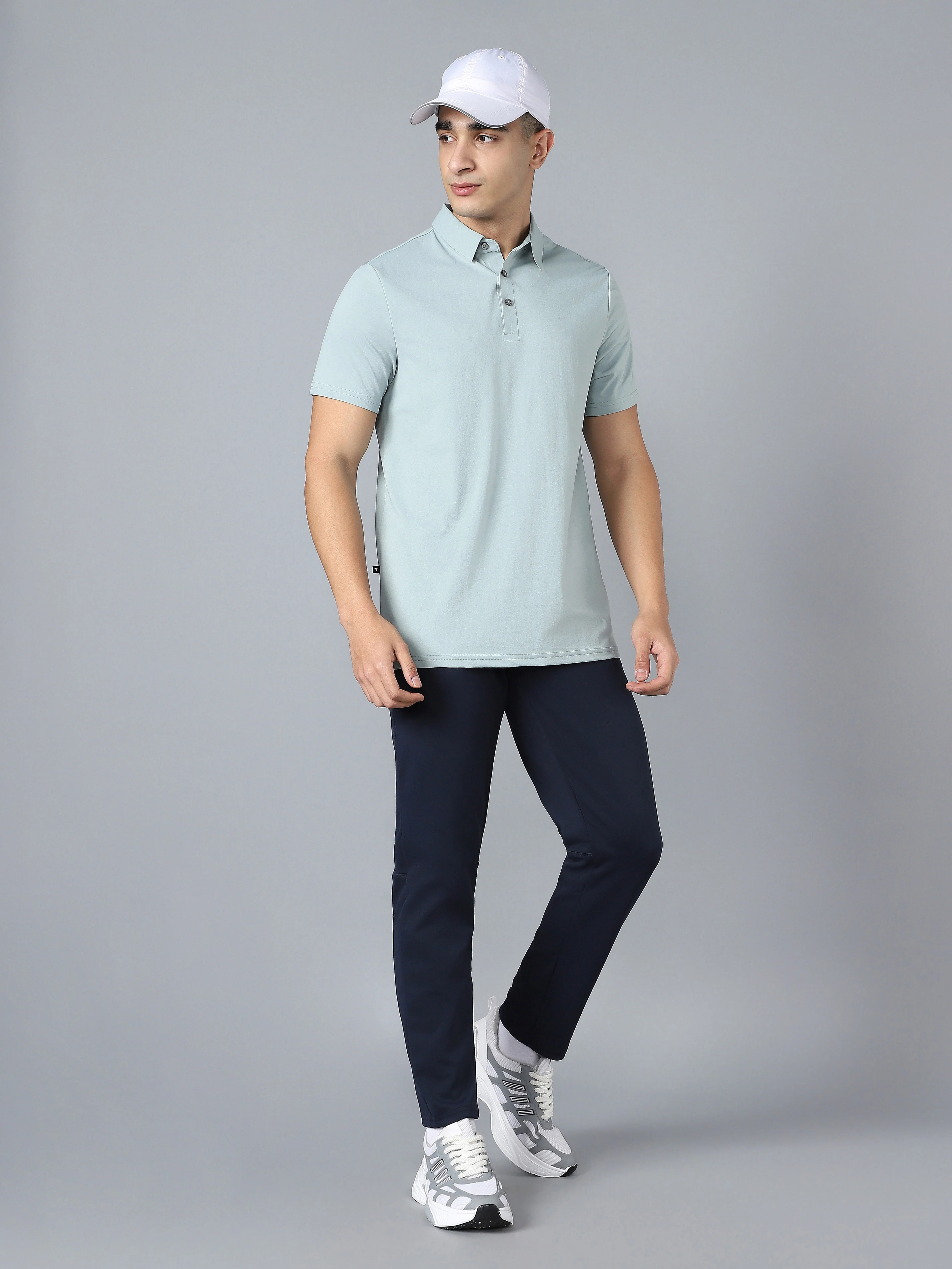 Men Solid Slim Fit Polo T-shirt with COTFLEX - Image 5