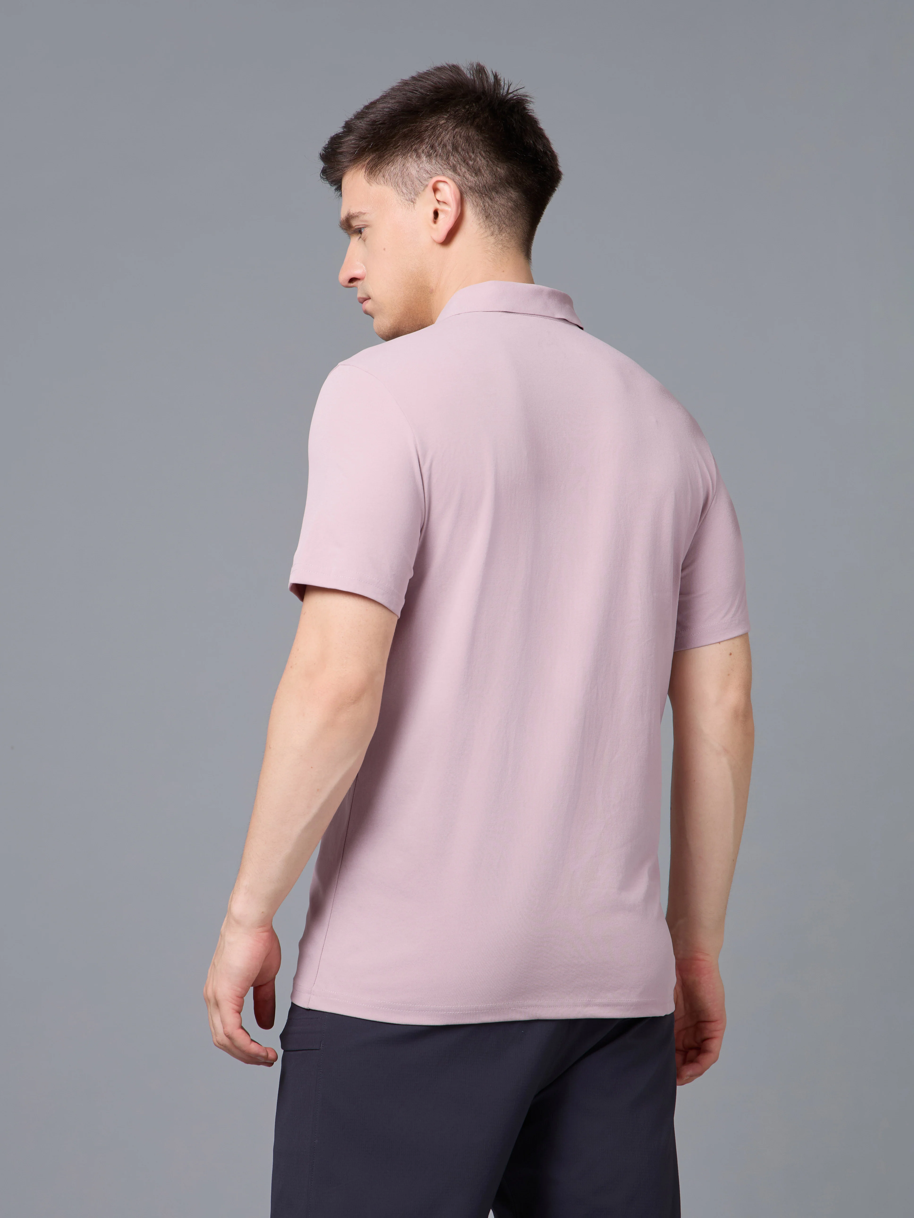 Men Solid Slim Fit Polo T-shirt with COTFLEX - Image 3