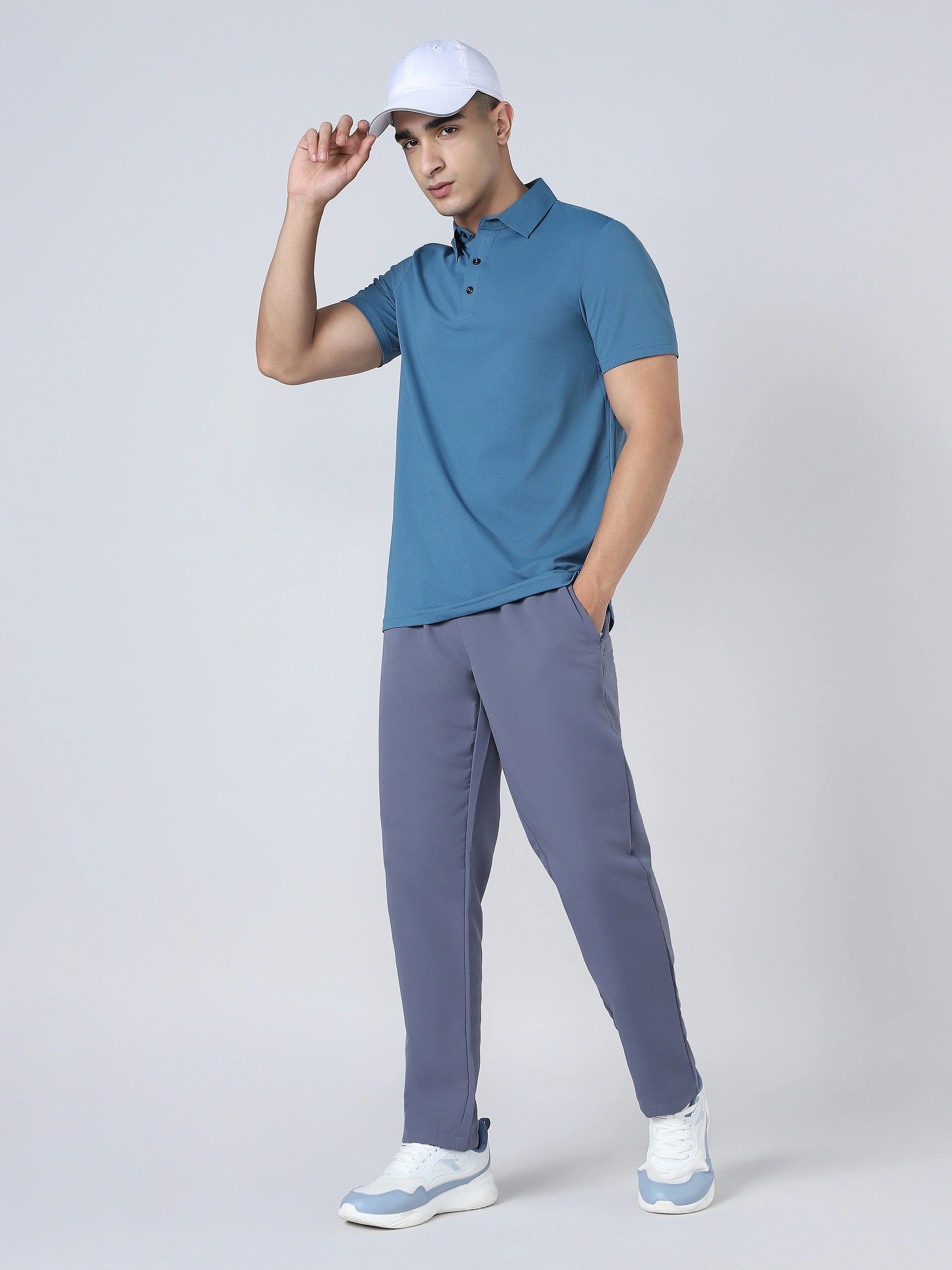 Men Solid Slim Fit Polo T-shirt with COTFLEX - Image 5