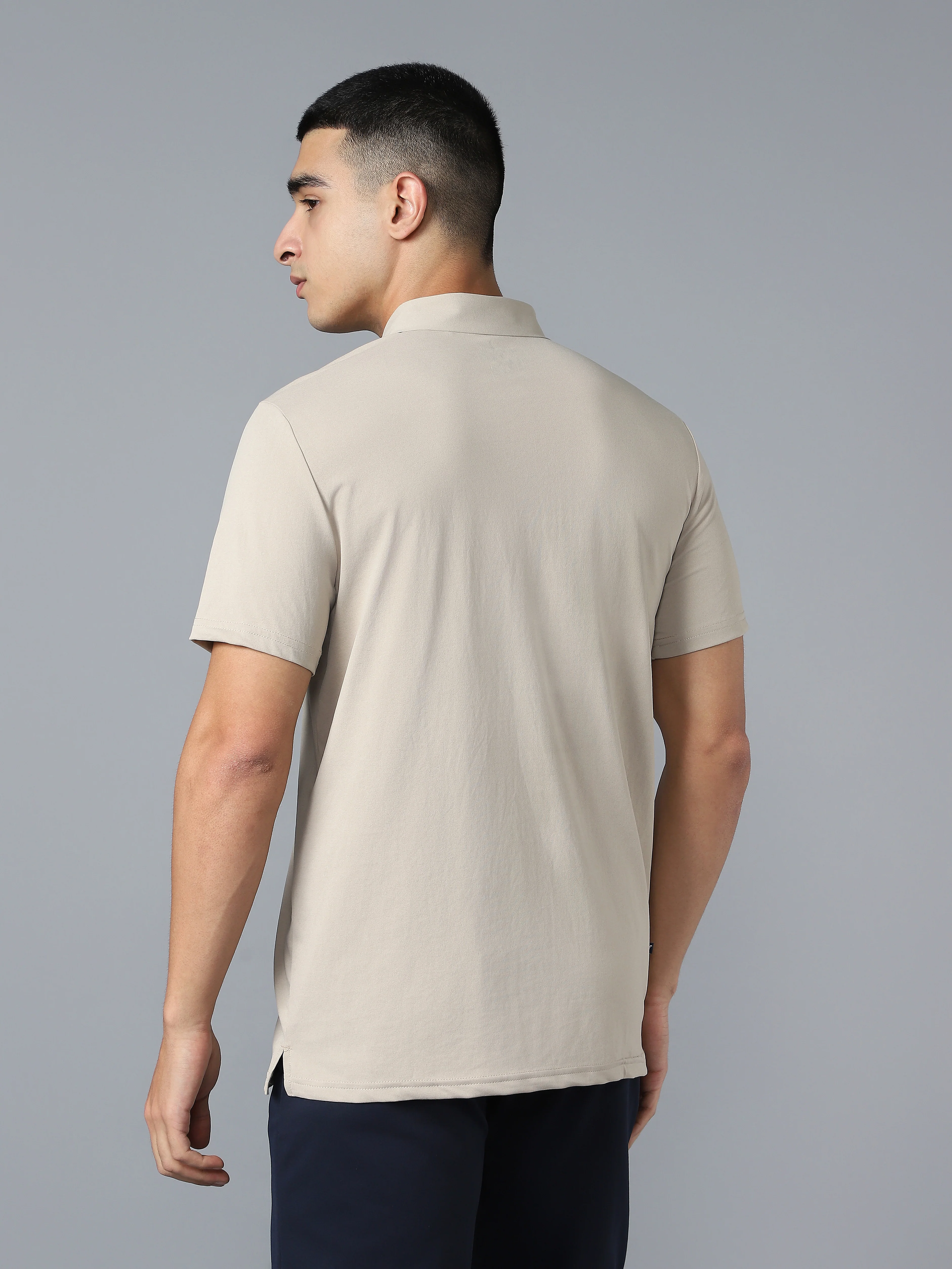 Men Solid Slim Fit Polo T-shirt with COTFLEX - Image 3