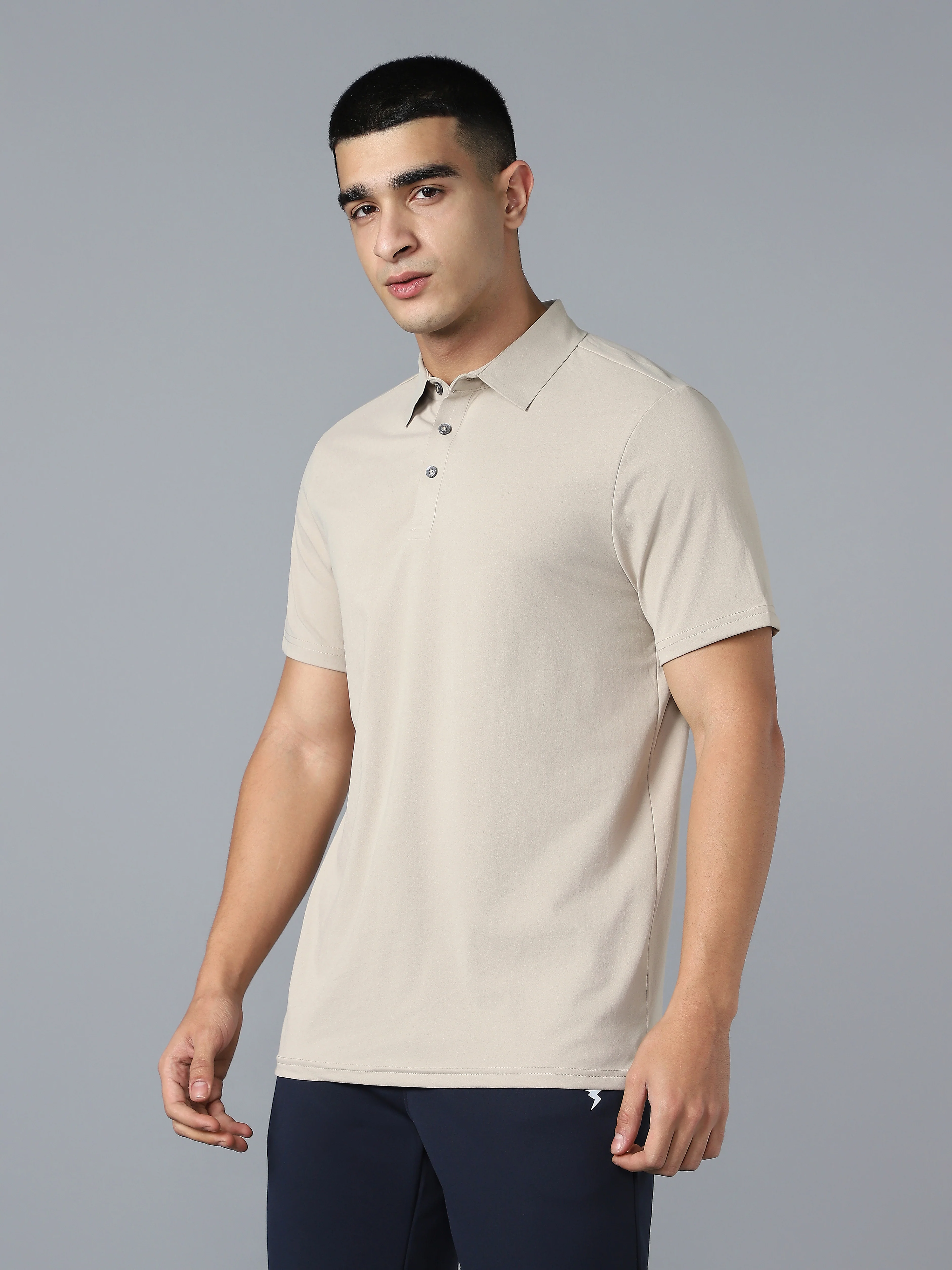Men Solid Slim Fit Polo T-shirt with COTFLEX - Image 4