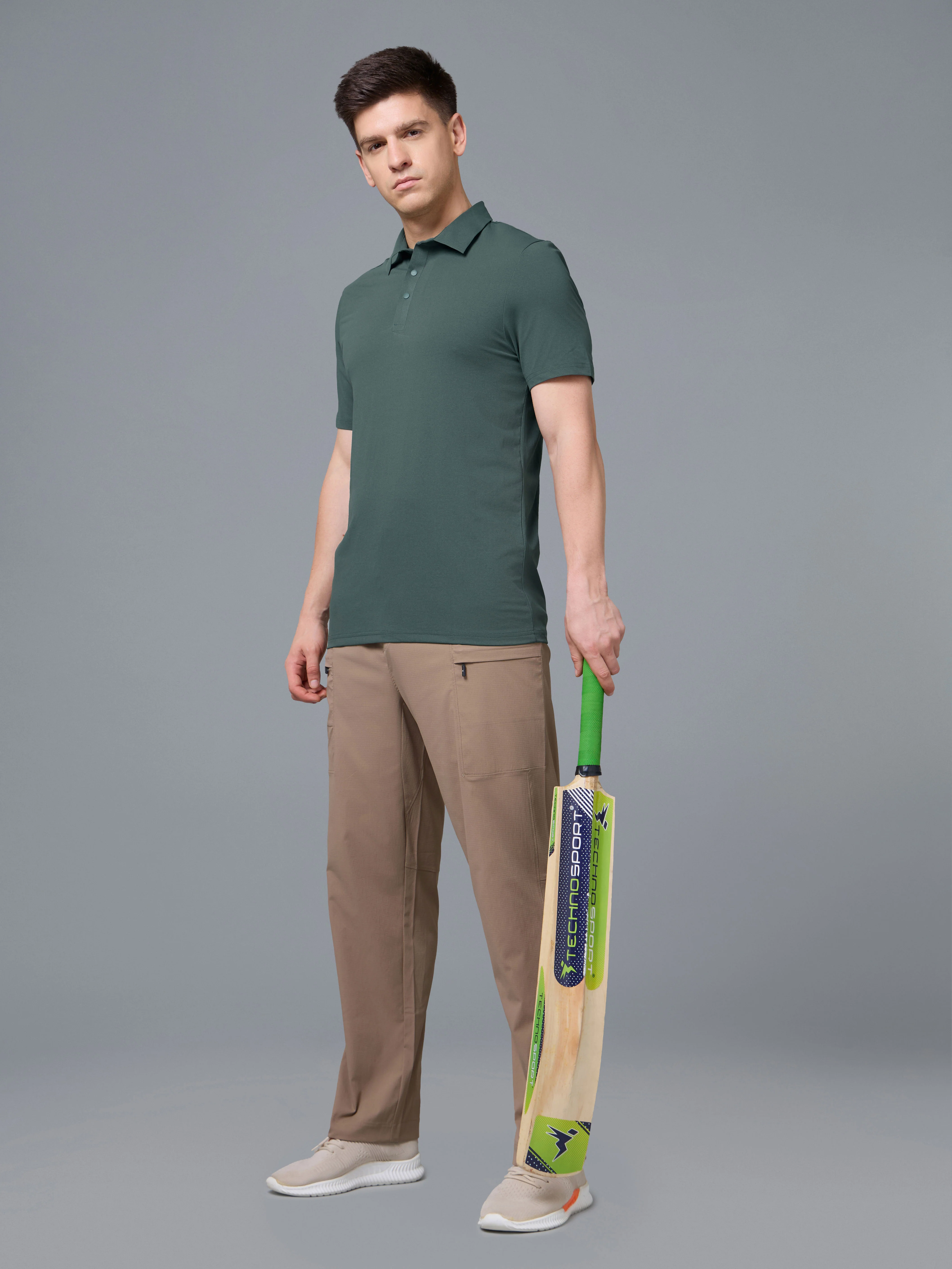 Men Solid Slim Fit Polo T-shirt with COTFLEX - Image 6