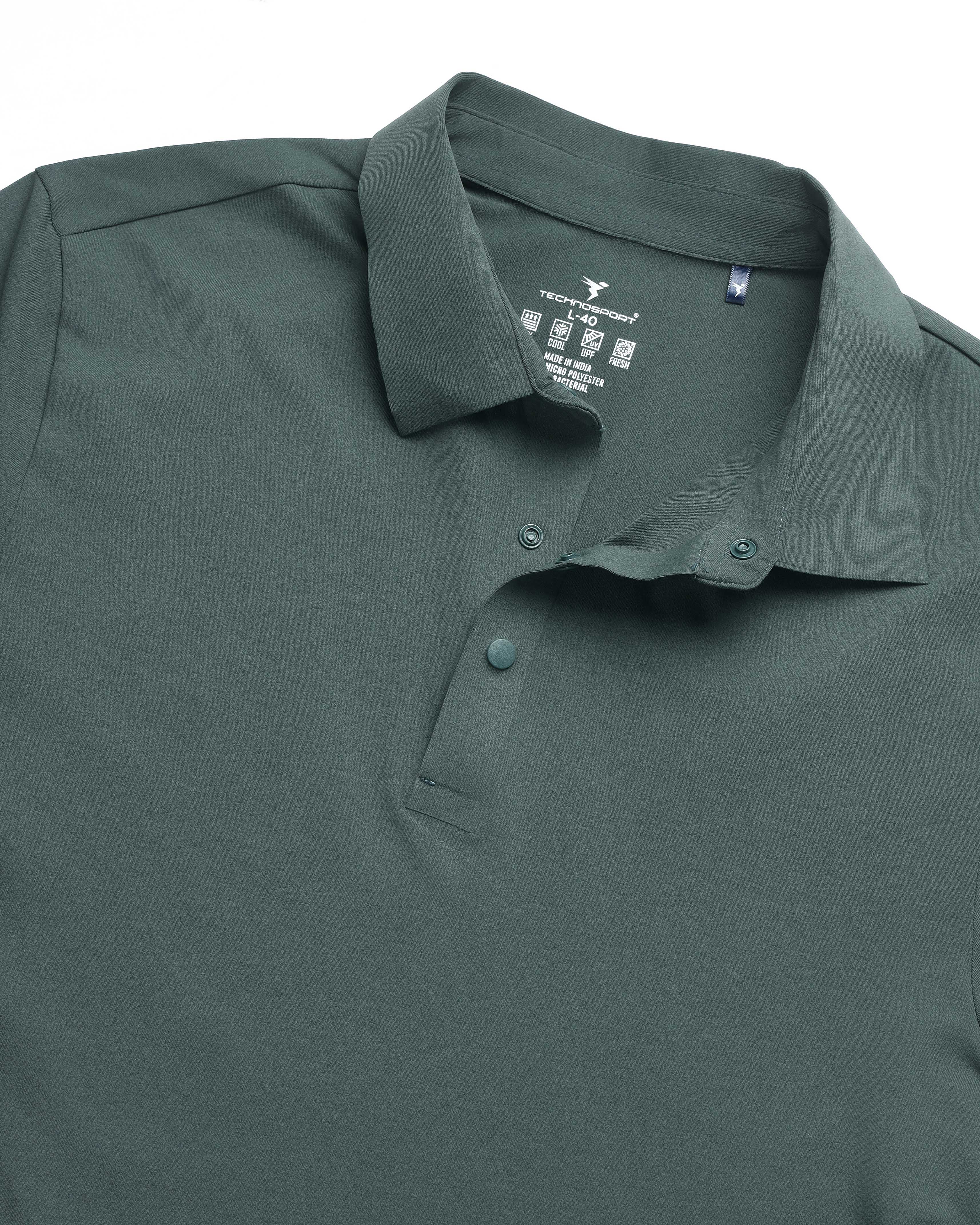 Men Solid Slim Fit Polo T-shirt with COTFLEX - Image 7