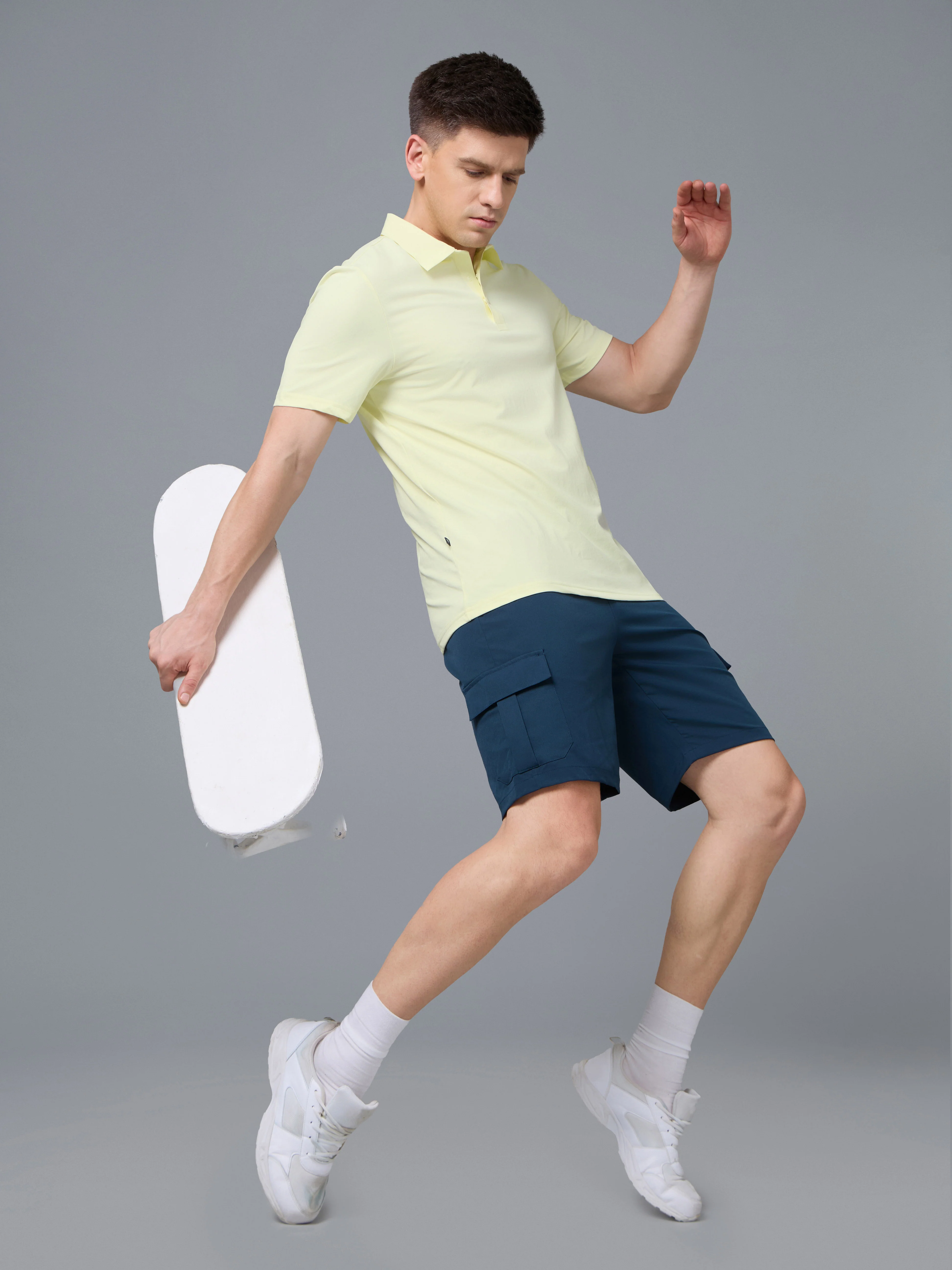 Men Solid Slim Fit Polo T-shirt with COTFLEX - Image 6