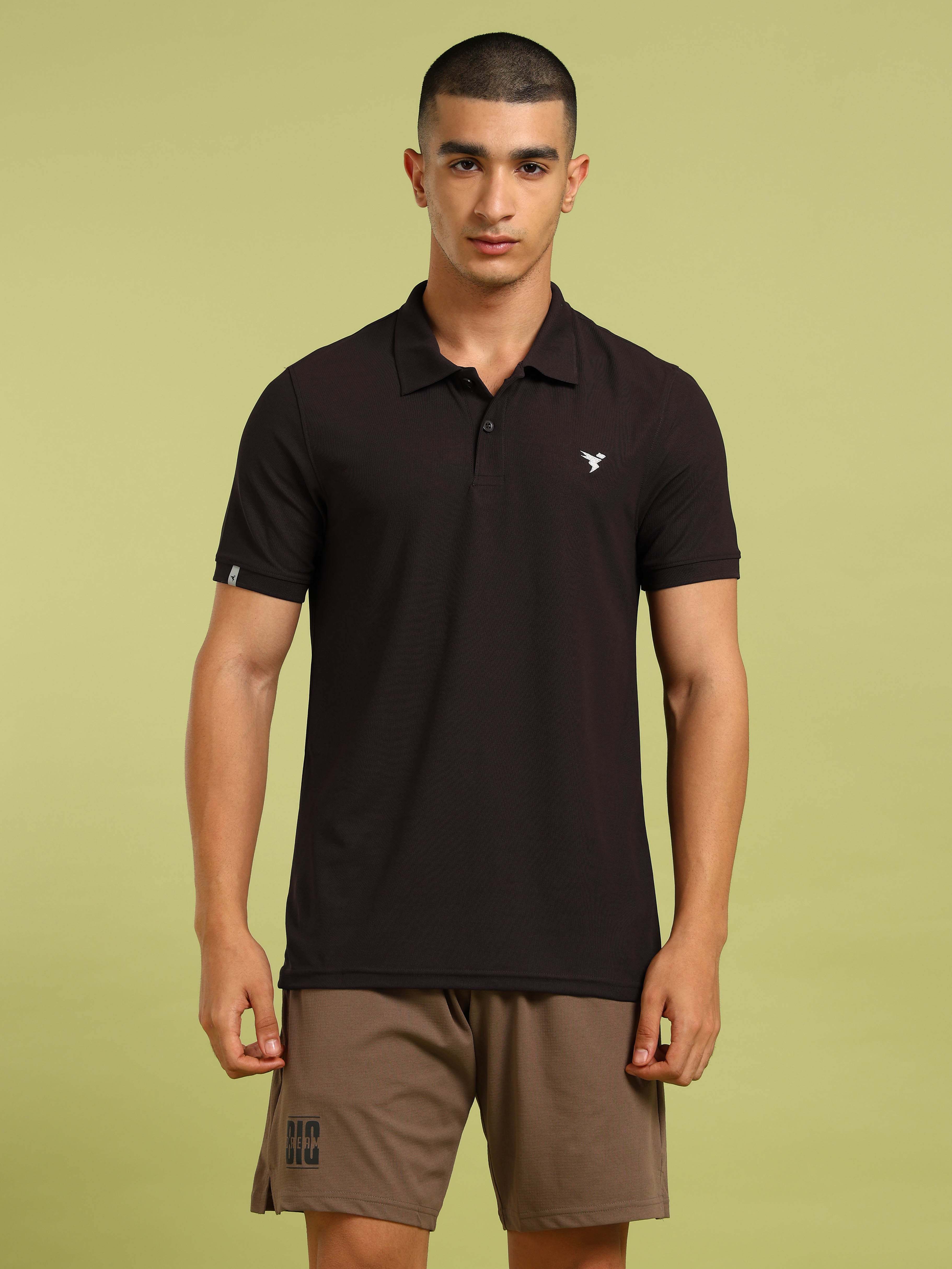 Men Solid Slim Fit Polo T-shirt with MATPIQ - Image 2