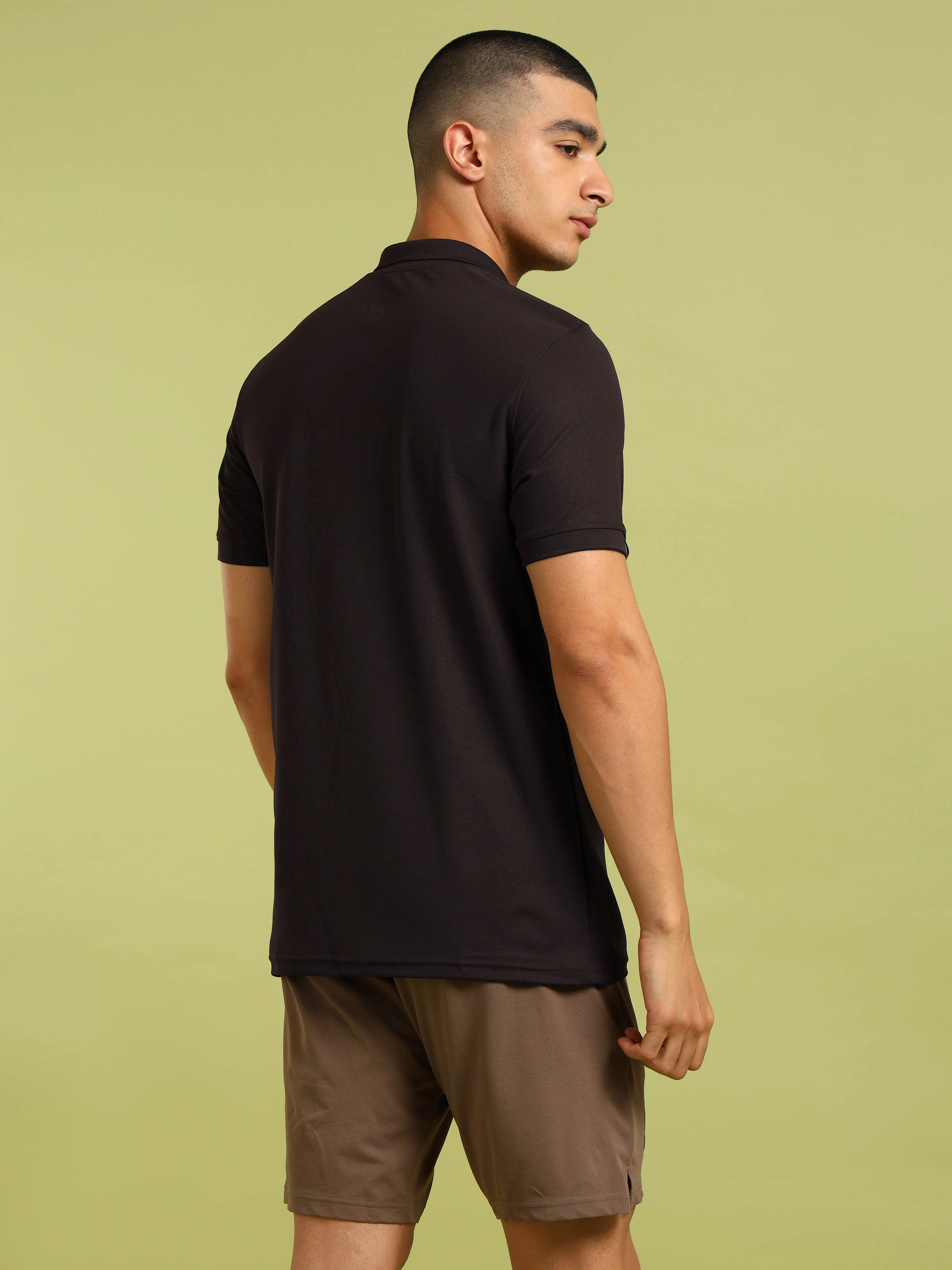 Men Solid Slim Fit Polo T-shirt with MATPIQ - Image 3