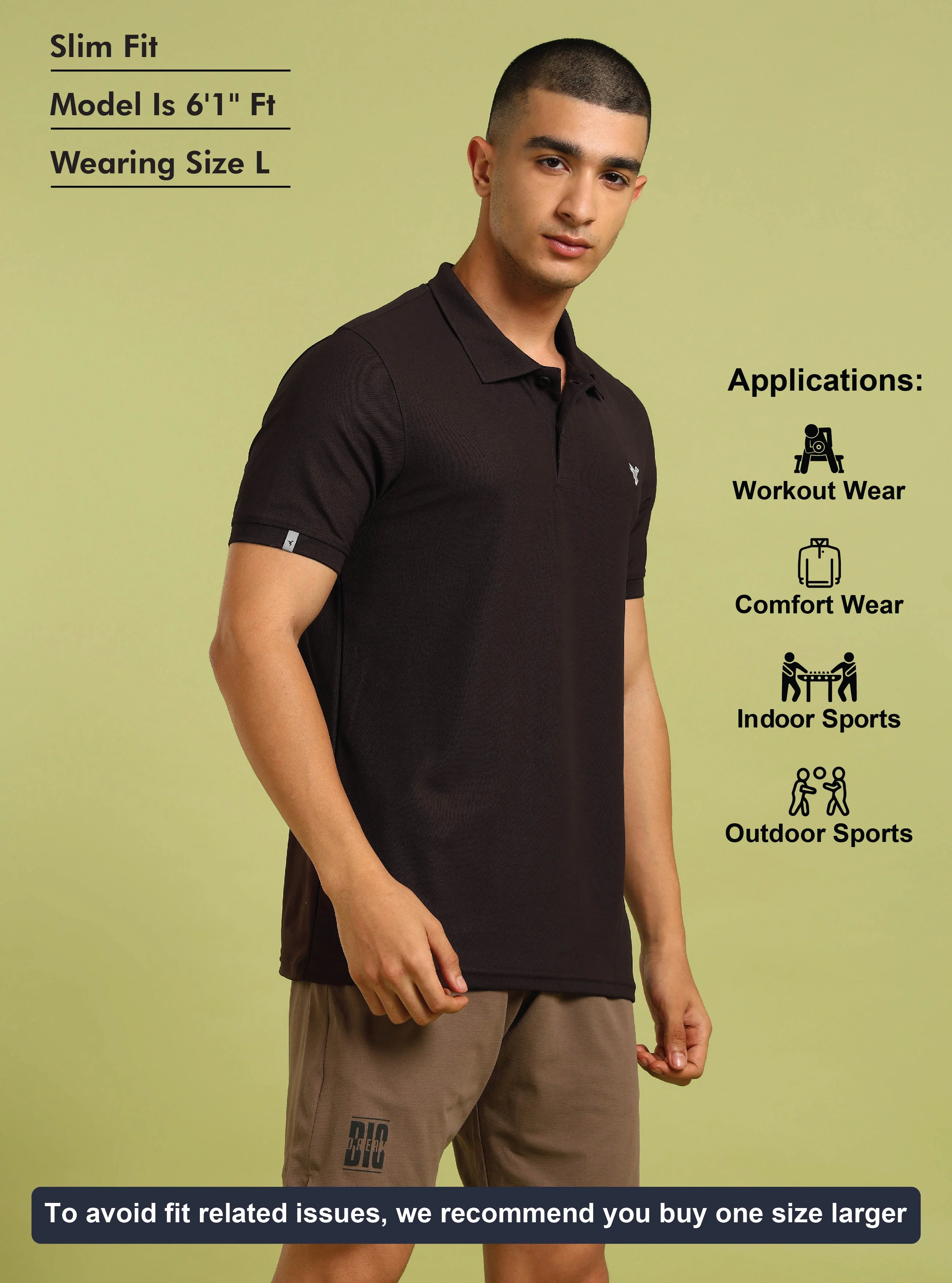 Men Solid Slim Fit Polo T-shirt with MATPIQ - Image 5