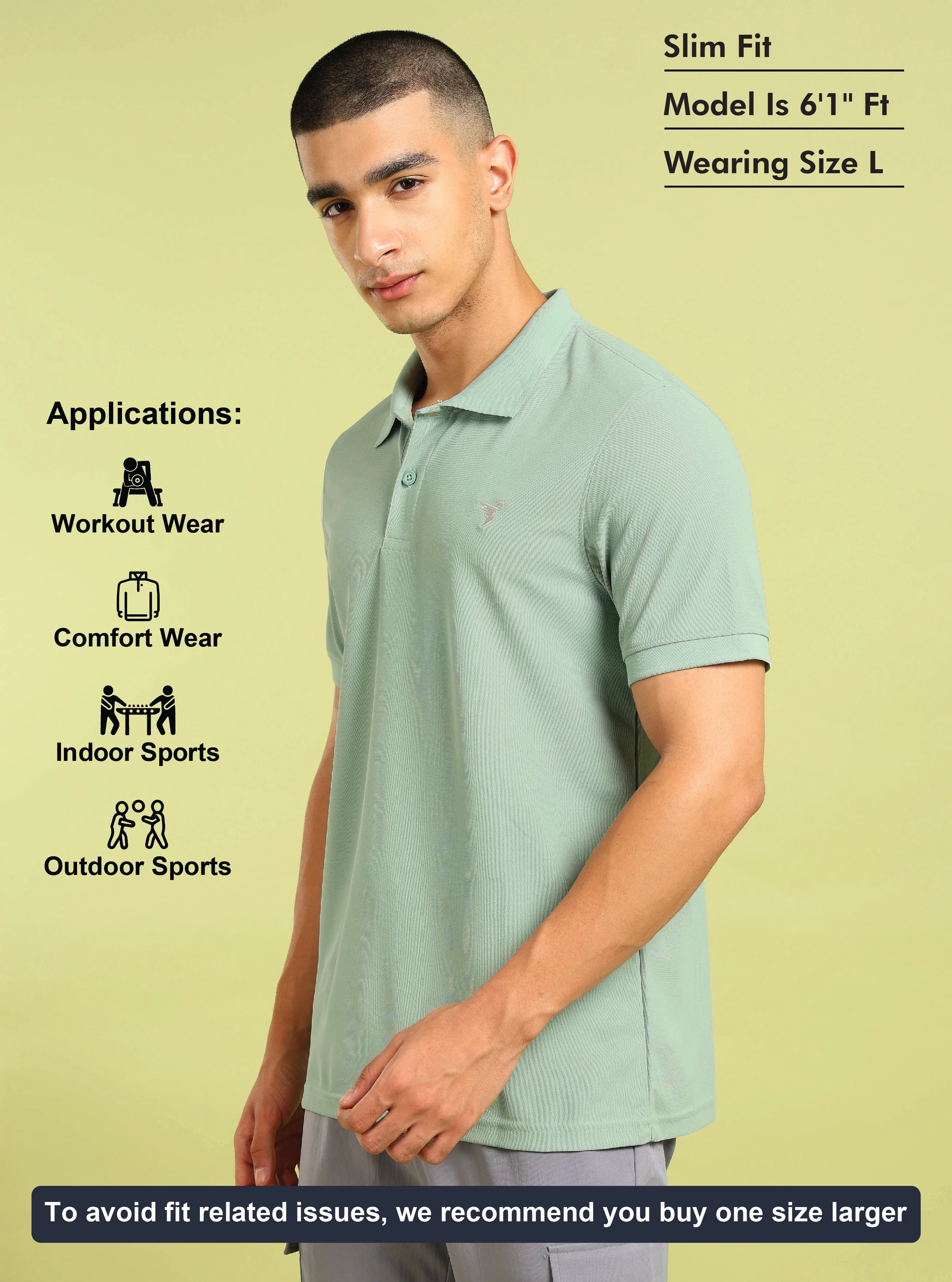 Men Solid Slim Fit Polo T-shirt with MATPIQ - Image 5
