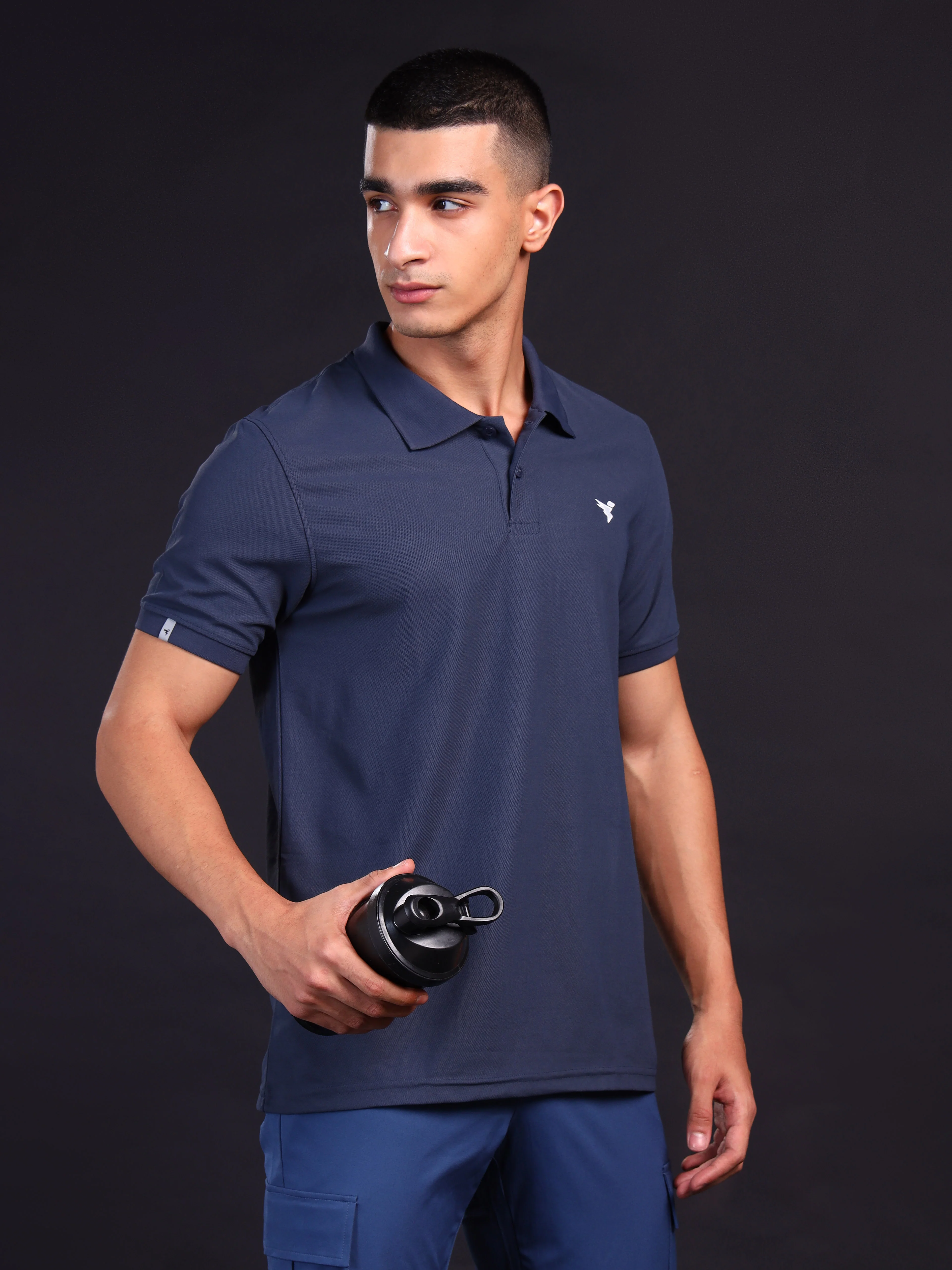 Men Solid Slim Fit Polo T-shirt with MATPIQ