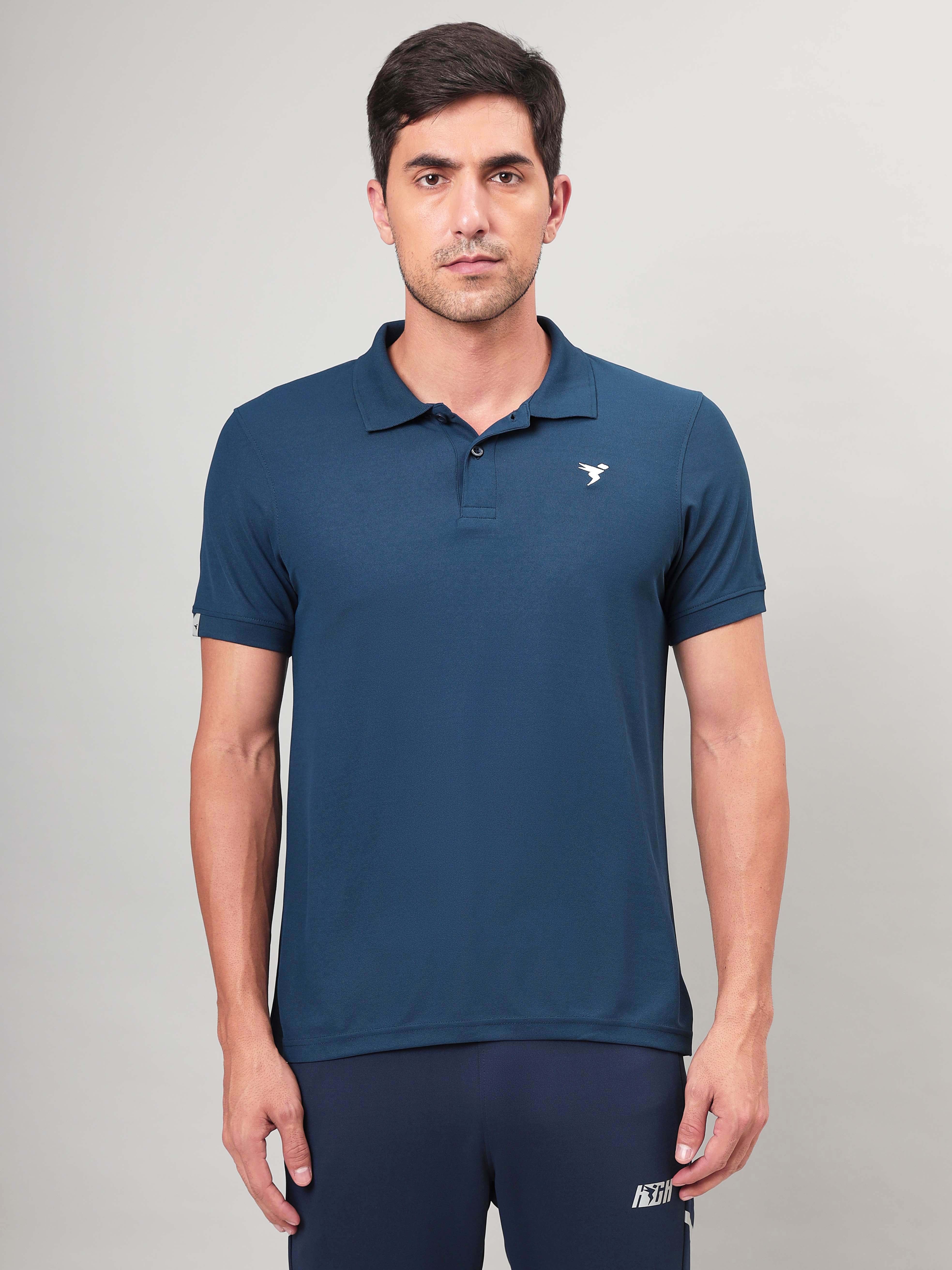 Men Solid Slim Fit Polo T-shirt with MATPIQ - Image 2