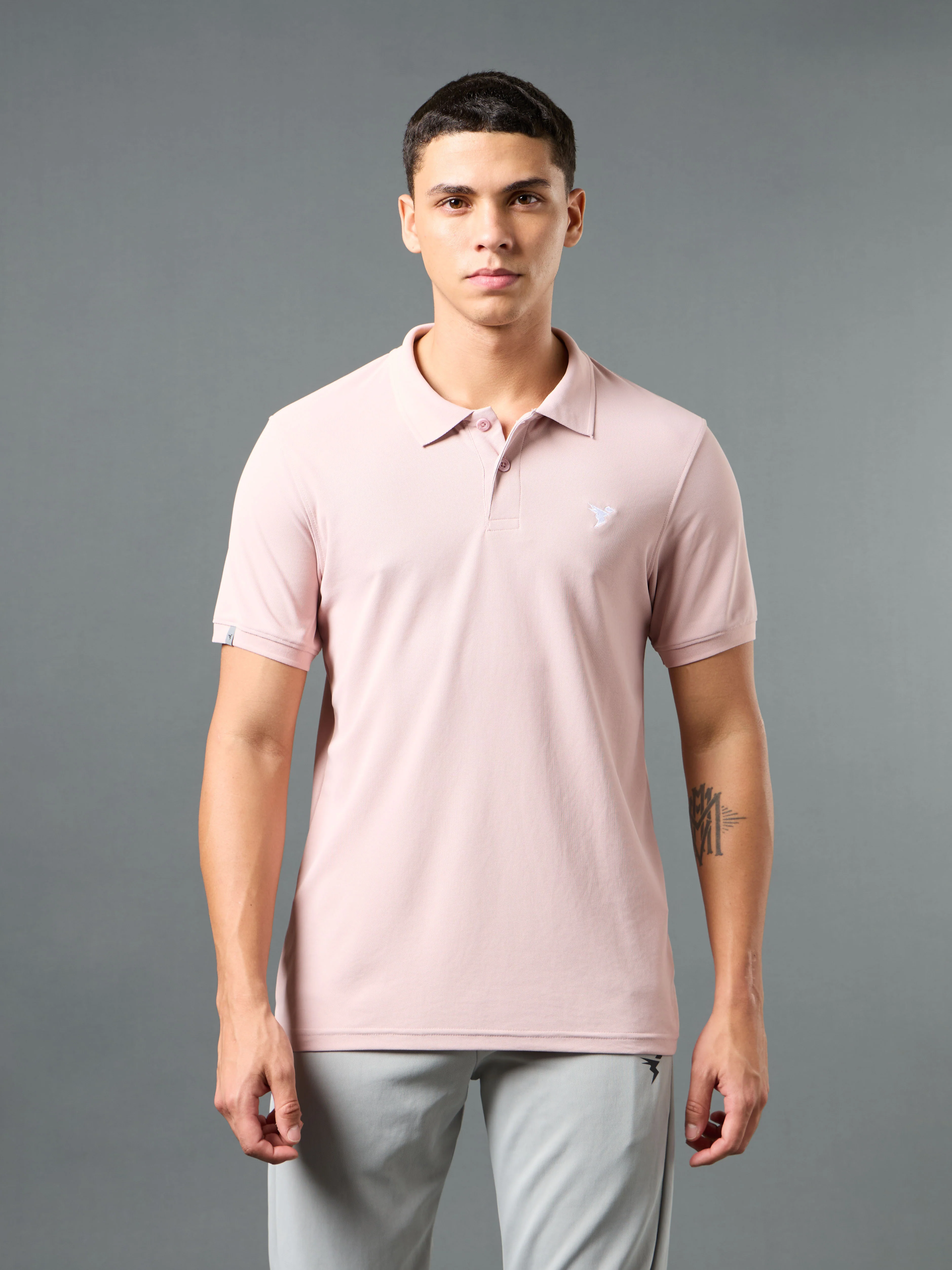 Men Solid Slim Fit Polo T-shirt with MATPIQ - Image 2