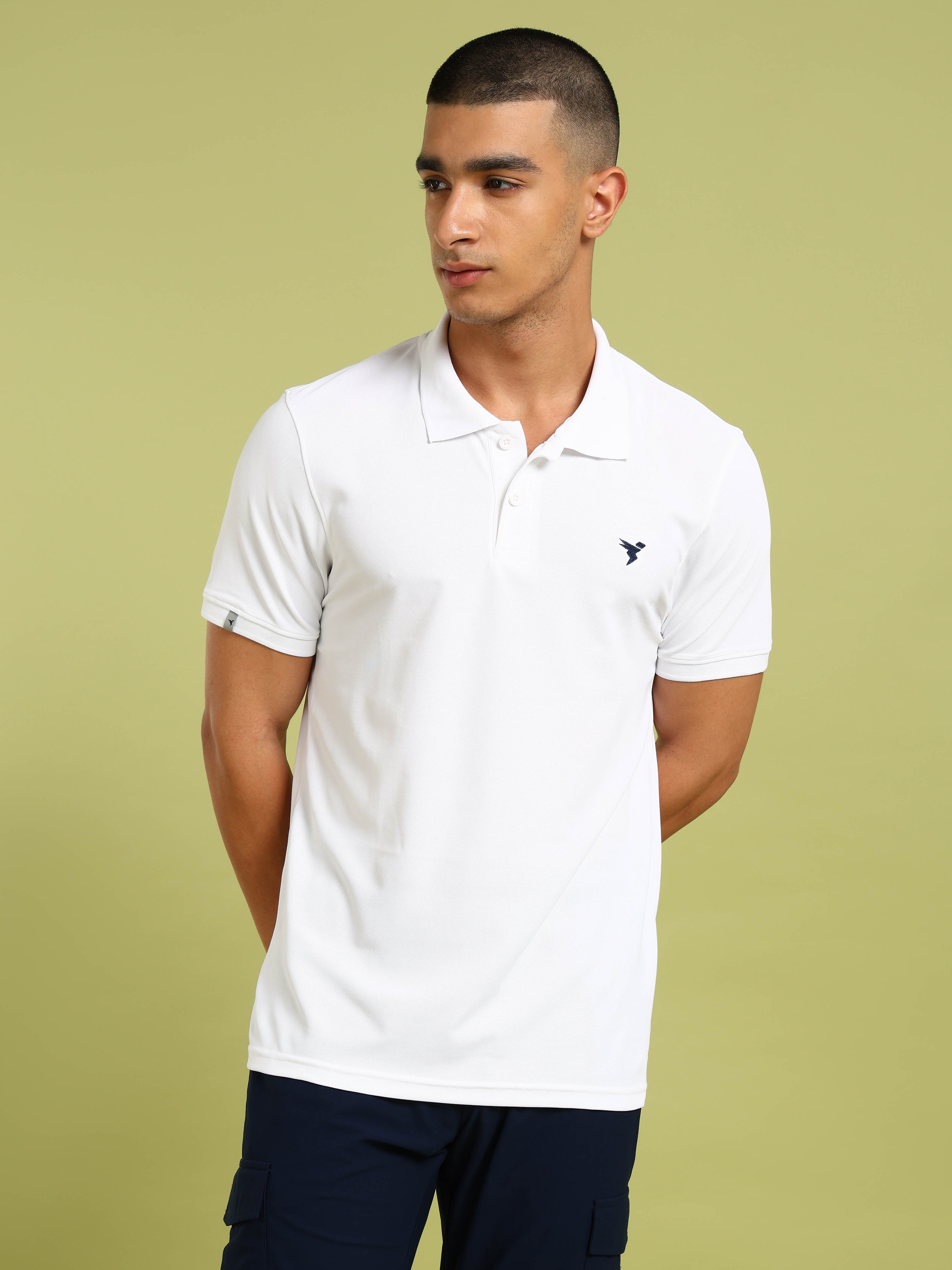 Men Solid Slim Fit Polo T-shirt with MATPIQ - Image 2