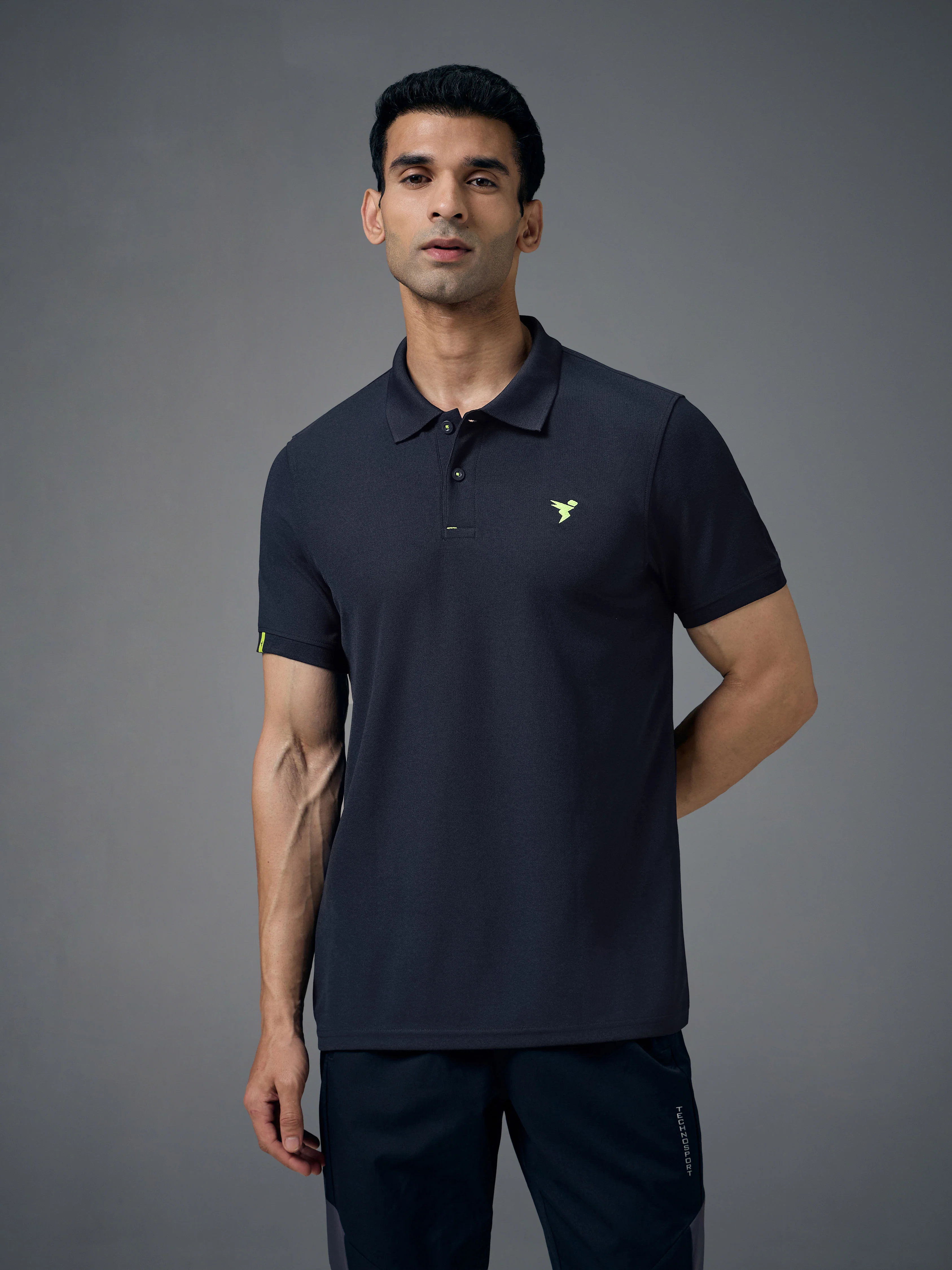 Men Solid Slim Fit Polo T-shirt with MATPIQ - Image 2