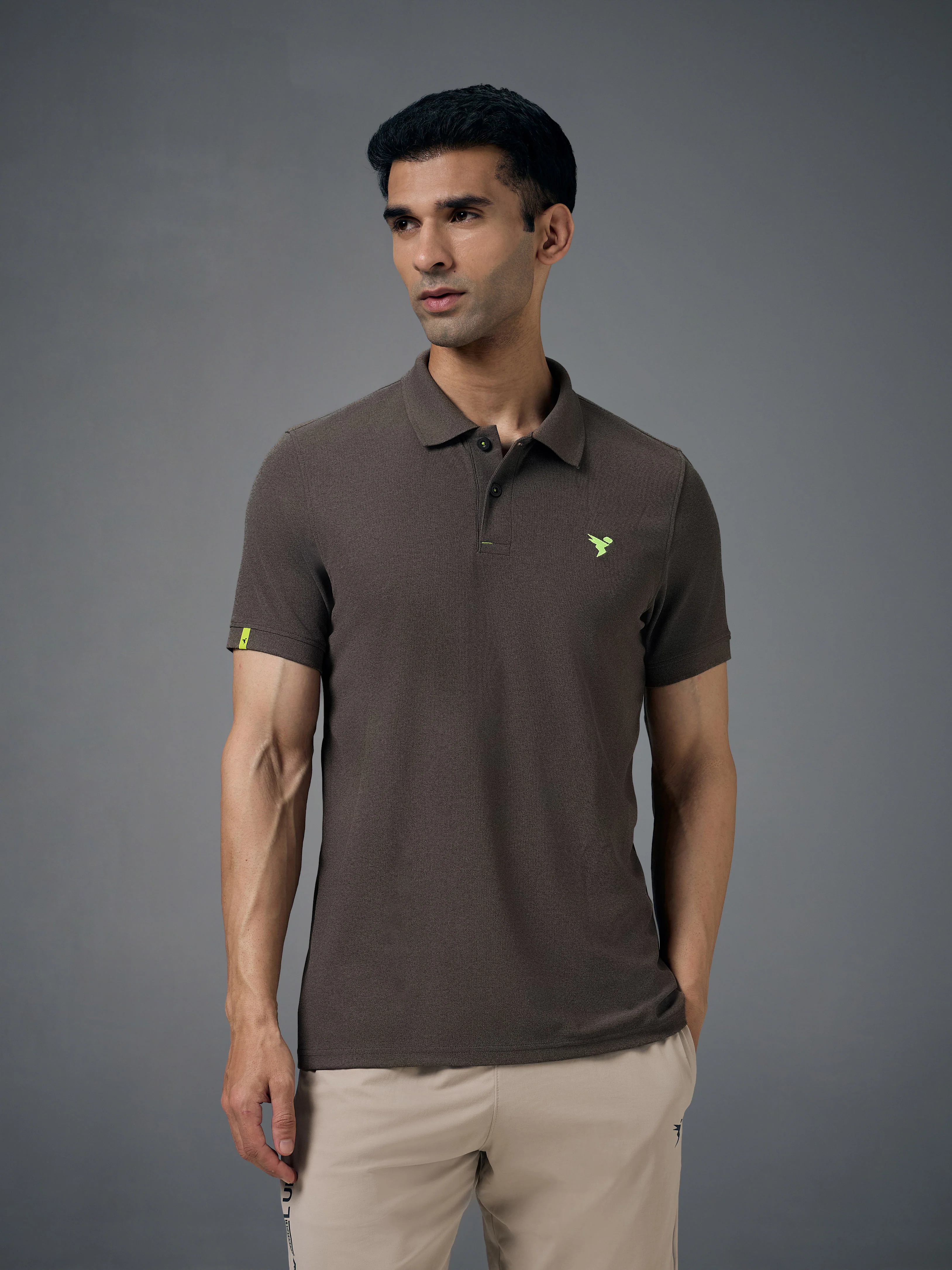 Men Solid Slim Fit Polo T-shirt with MATPIQ - Image 2