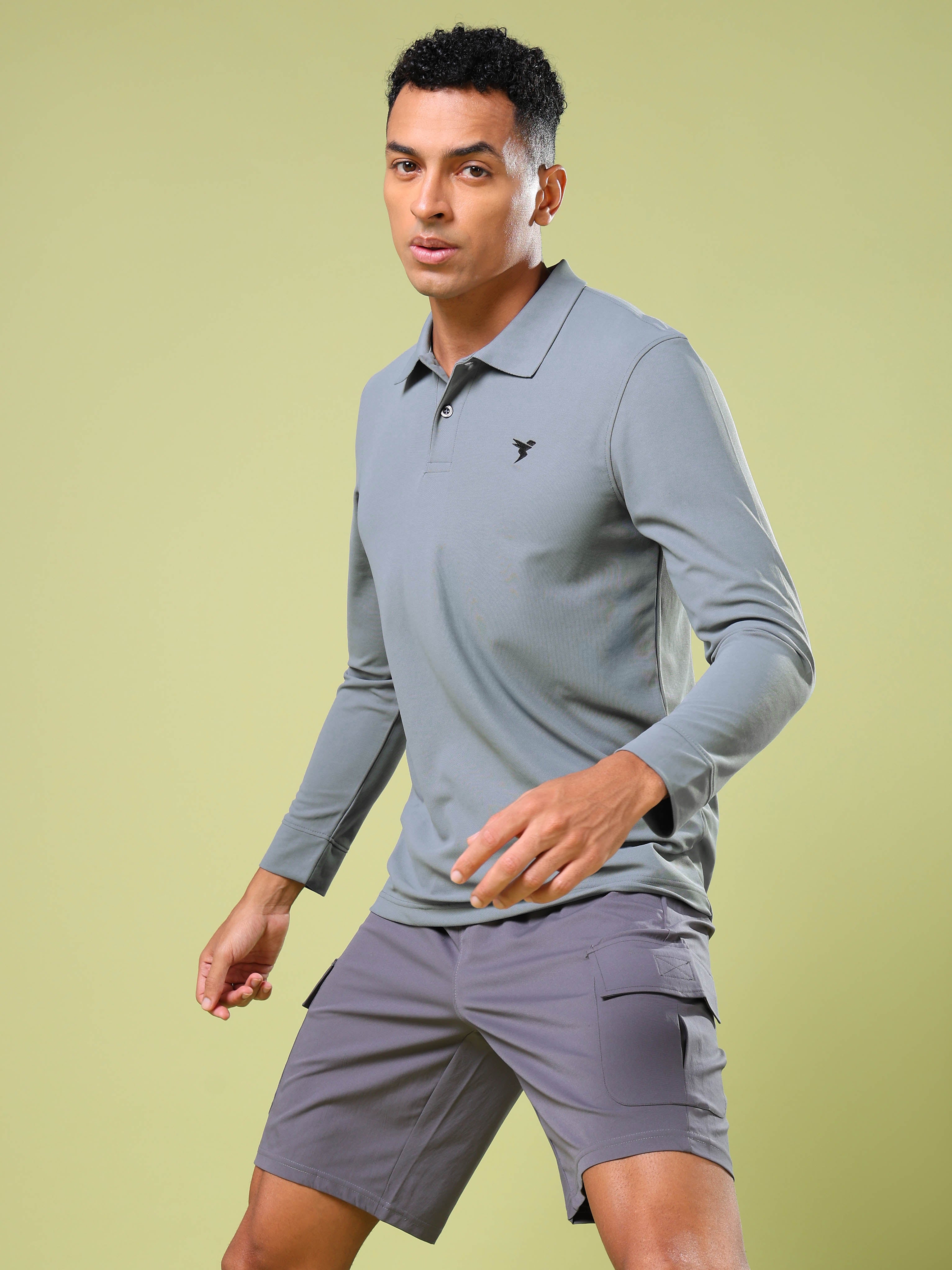 Men Solid Slim Fit Polo T-shirt with MATPIQ - Image 2