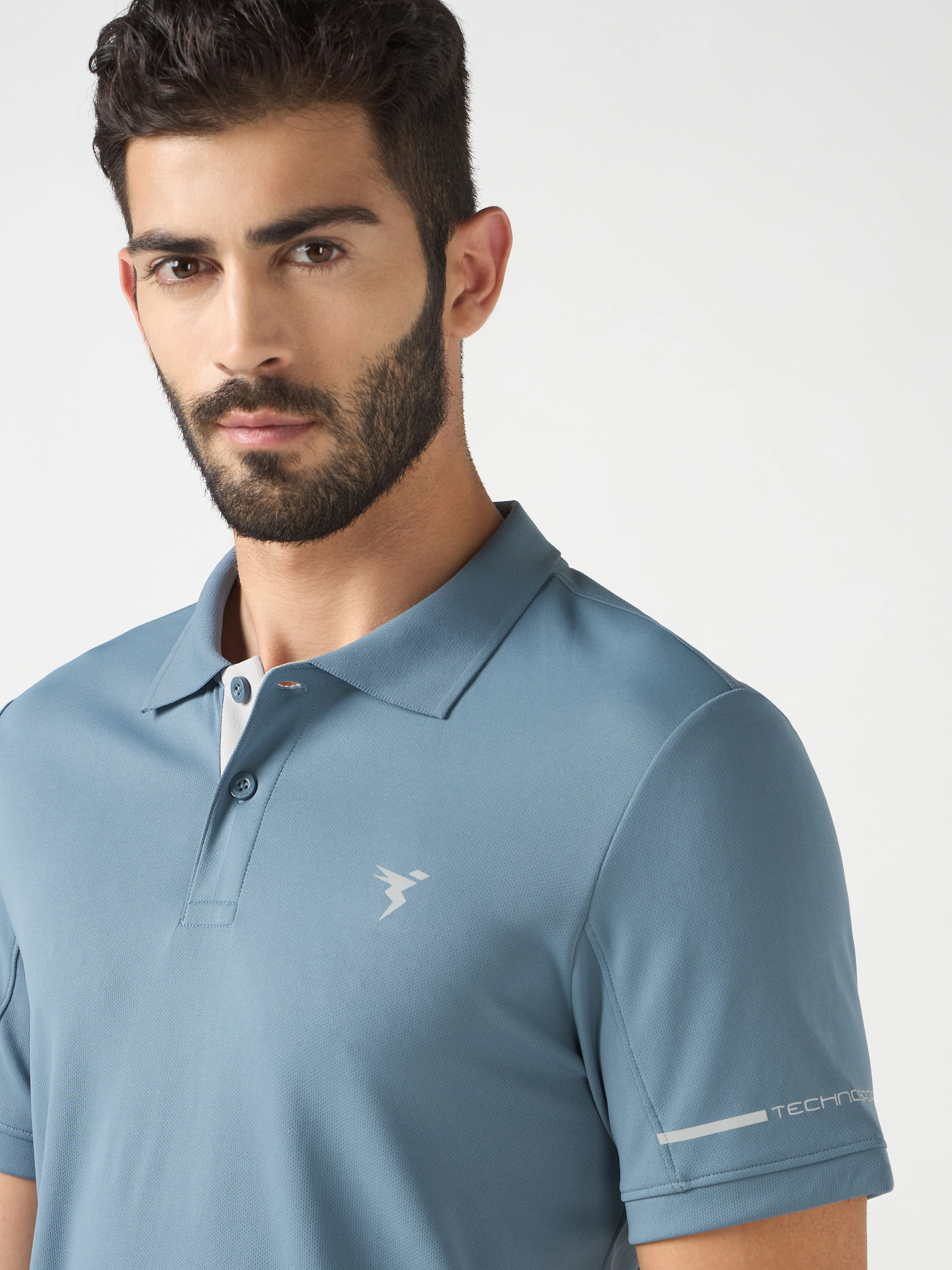 Men Solid Slim Fit Polo T-shirt with TECHNO COOL+ - Image 5