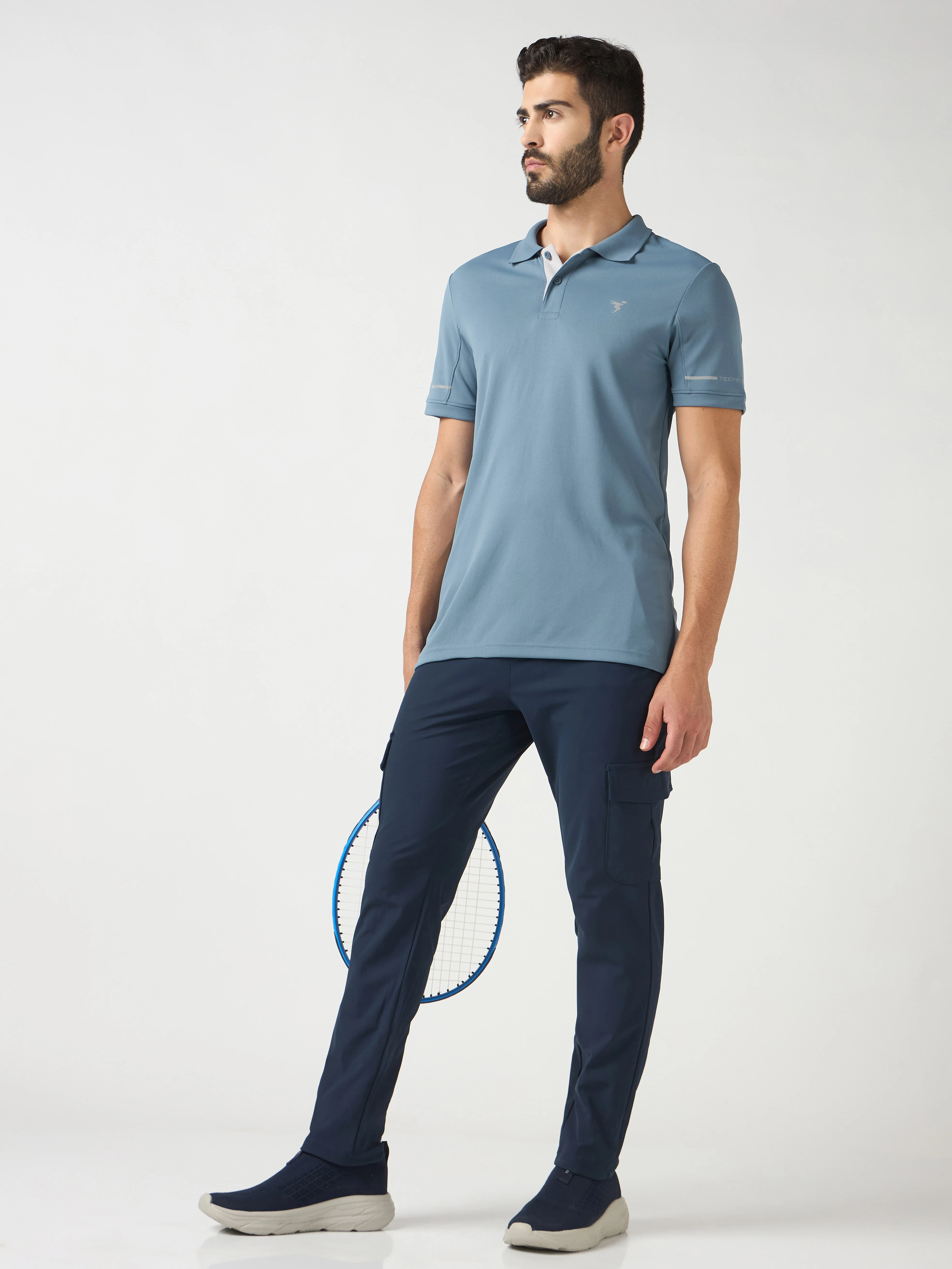 Men Solid Slim Fit Polo T-shirt with TECHNO COOL+ - Image 6