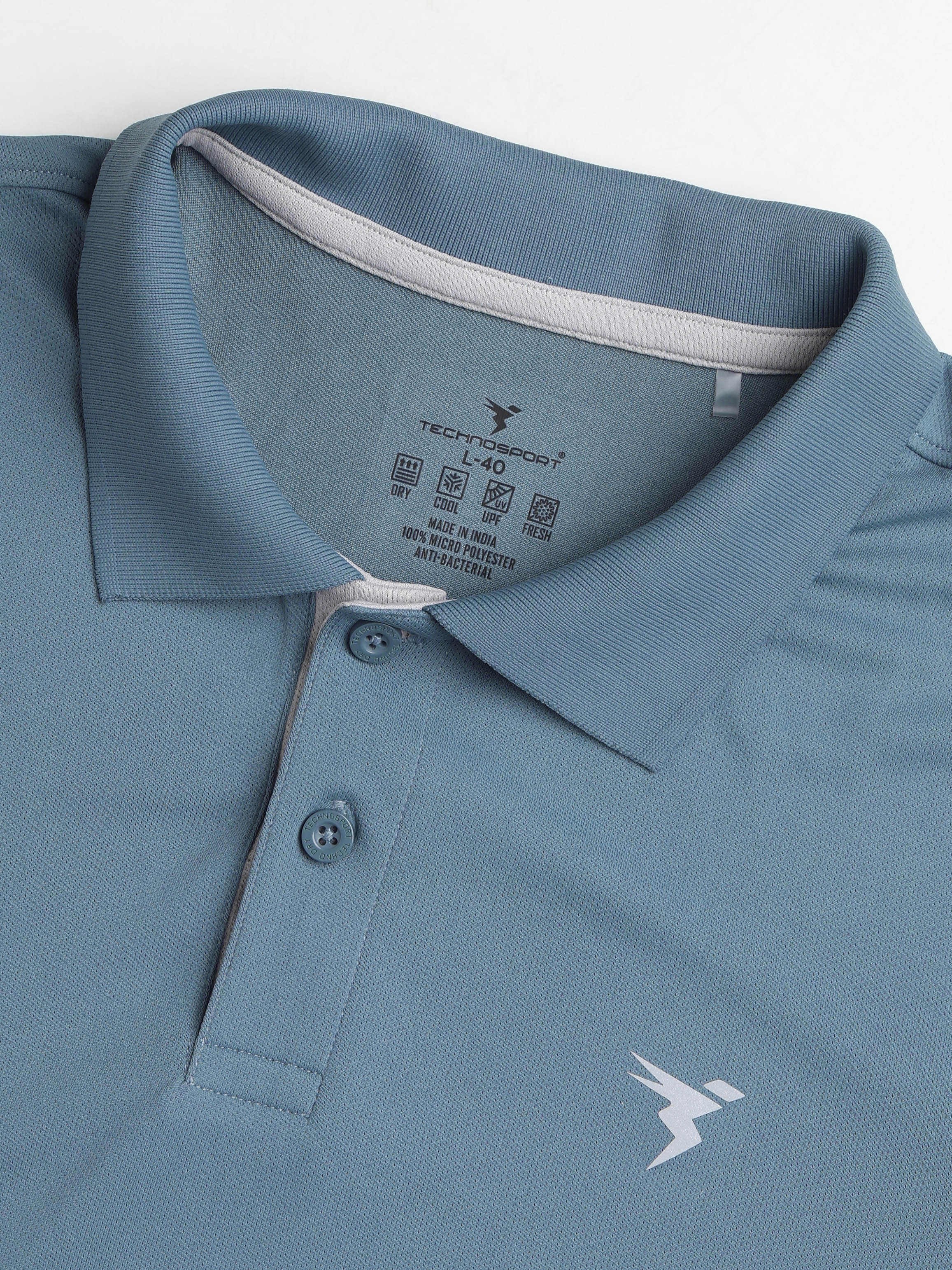 Men Solid Slim Fit Polo T-shirt with TECHNO COOL+ - Image 7