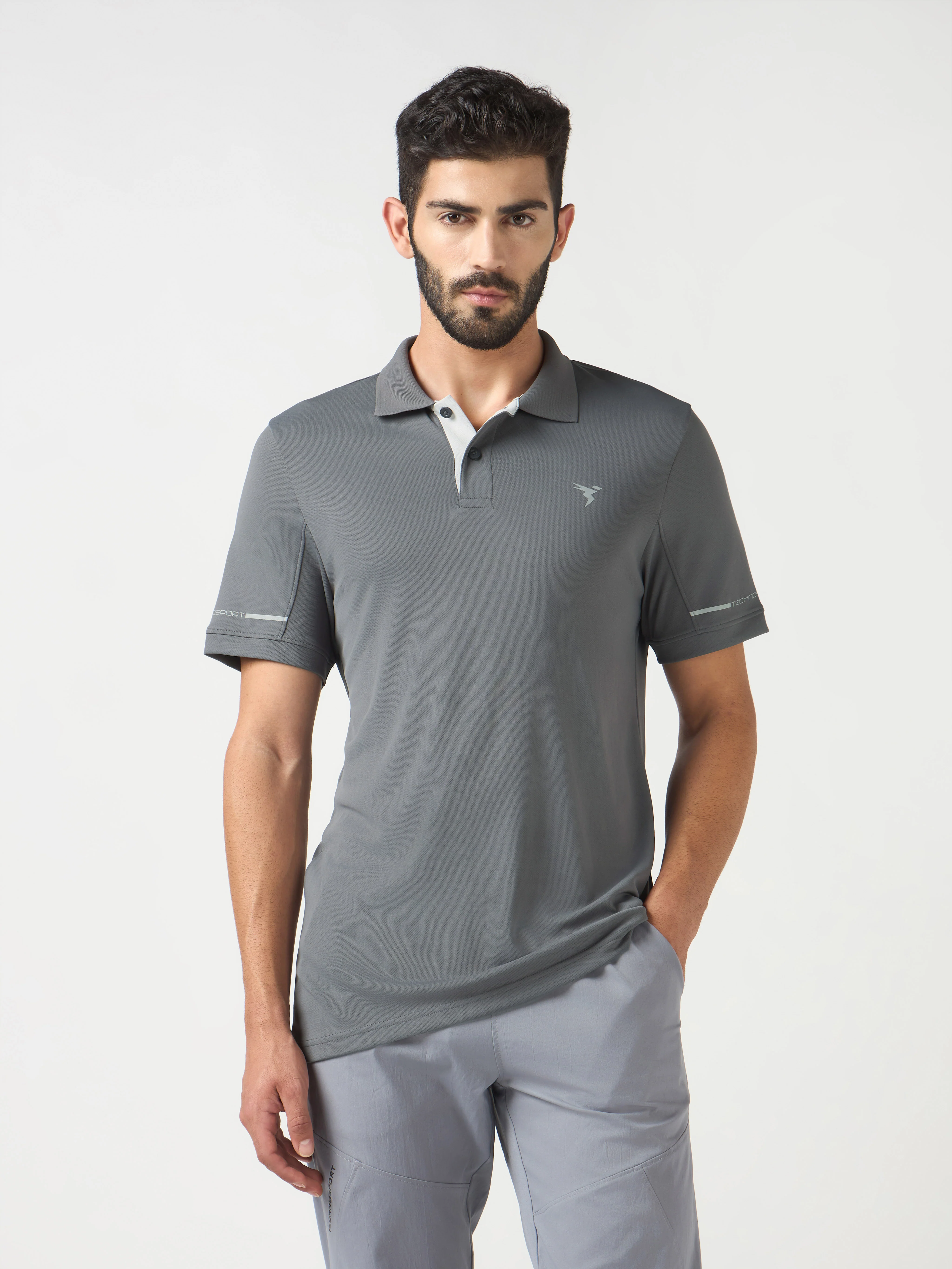 Men Solid Slim Fit Polo T-shirt with TECHNO COOL+