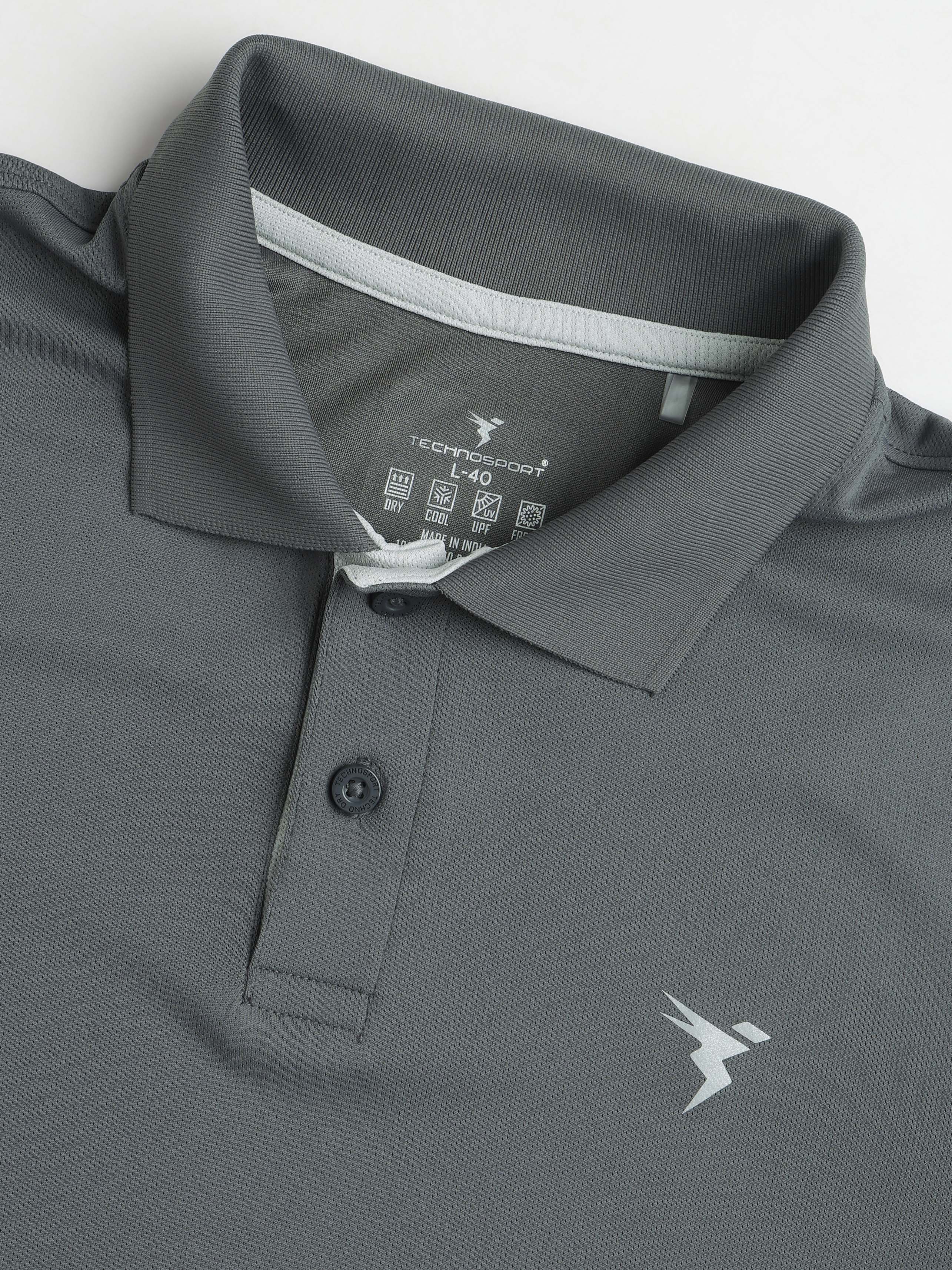 Men Solid Slim Fit Polo T-shirt with TECHNO COOL+ - Image 6