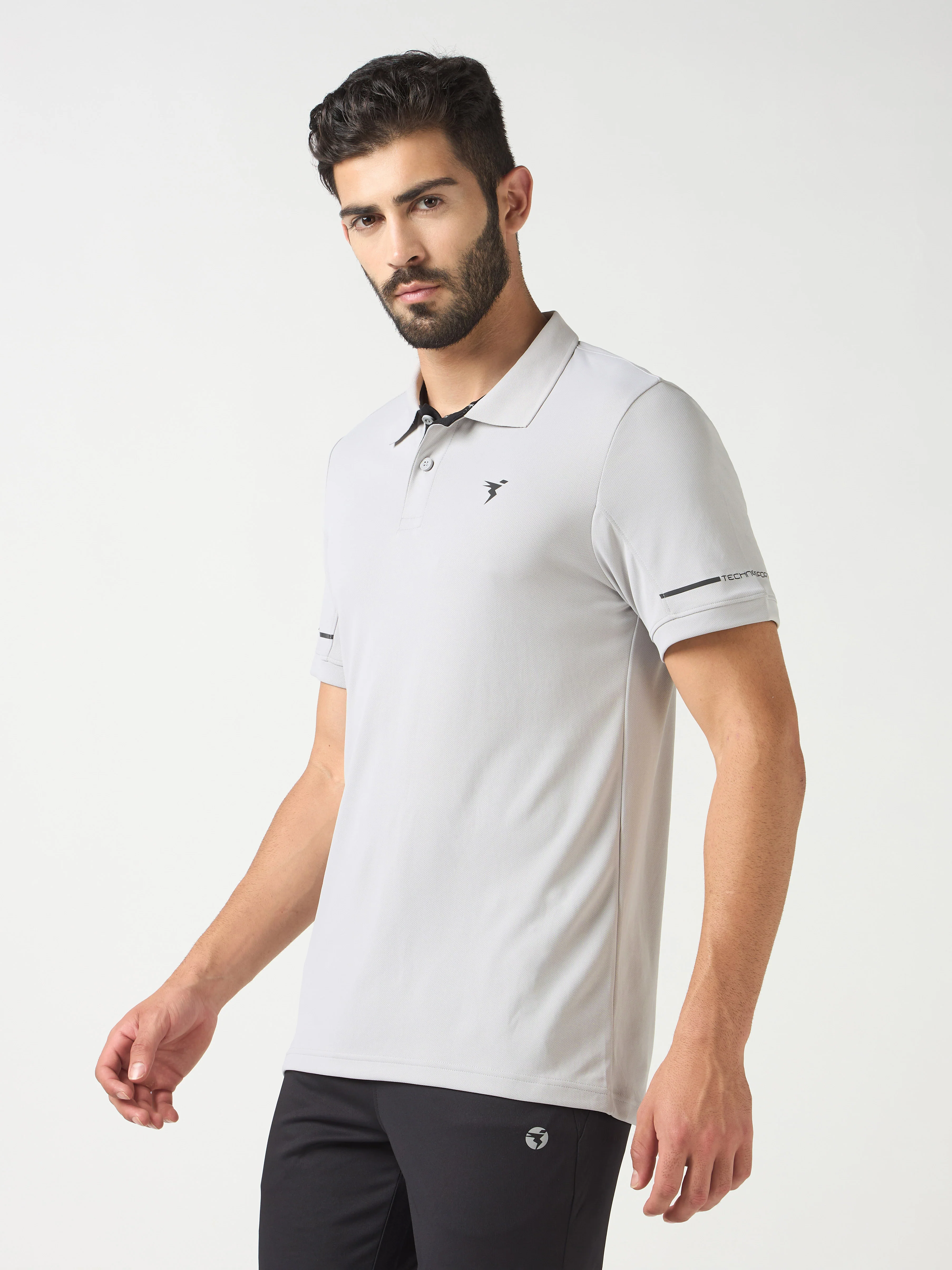 Men Solid Slim Fit Polo T-shirt with TECHNO COOL+ - Image 3