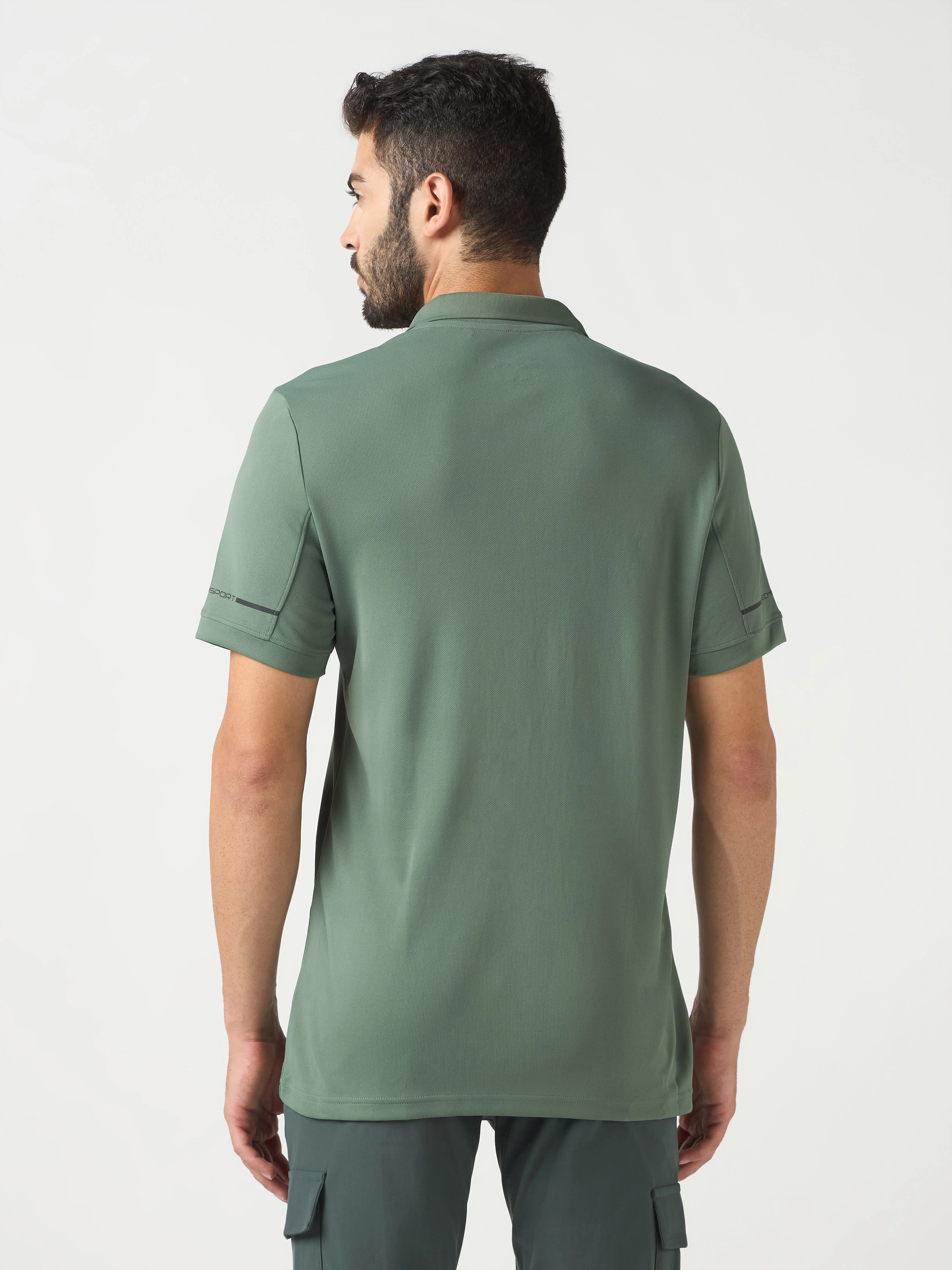 Men Solid Slim Fit Polo T-shirt with TECHNO COOL+ - Image 3