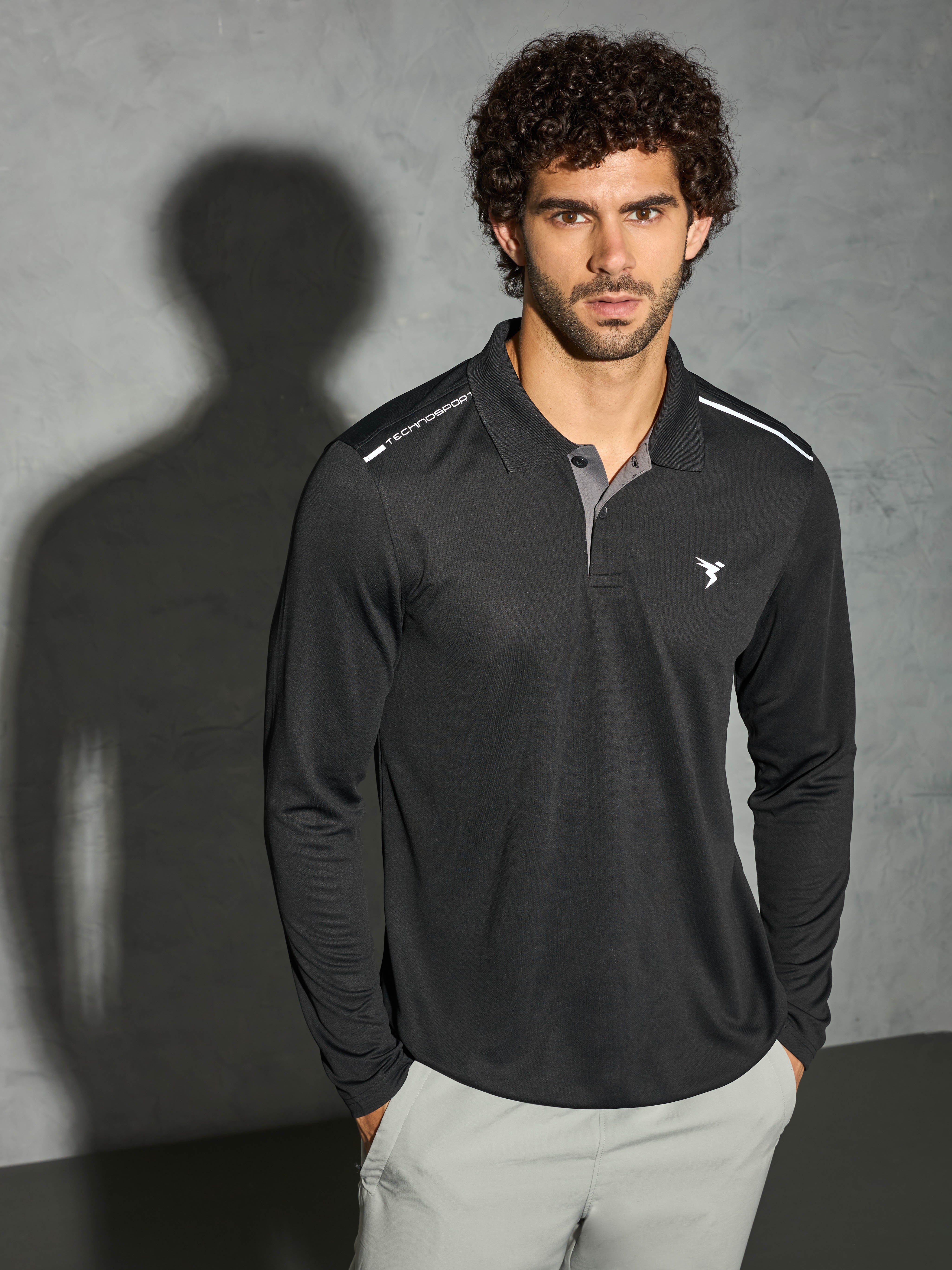 Men Solid Slim Fit Polo T-shirt with TECHNOCOOL+