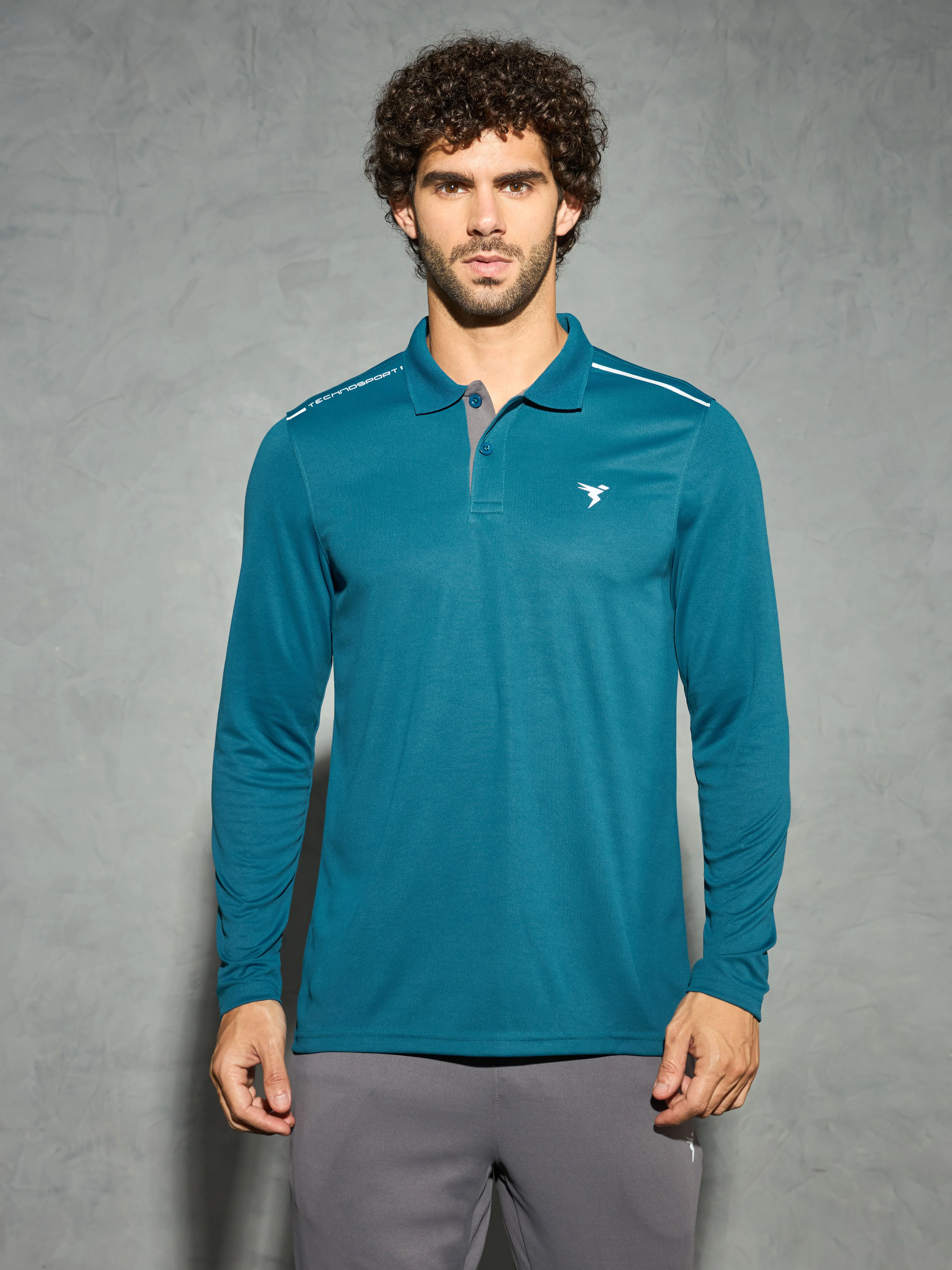 Men Solid Slim Fit Polo T-shirt with TECHNOCOOL+