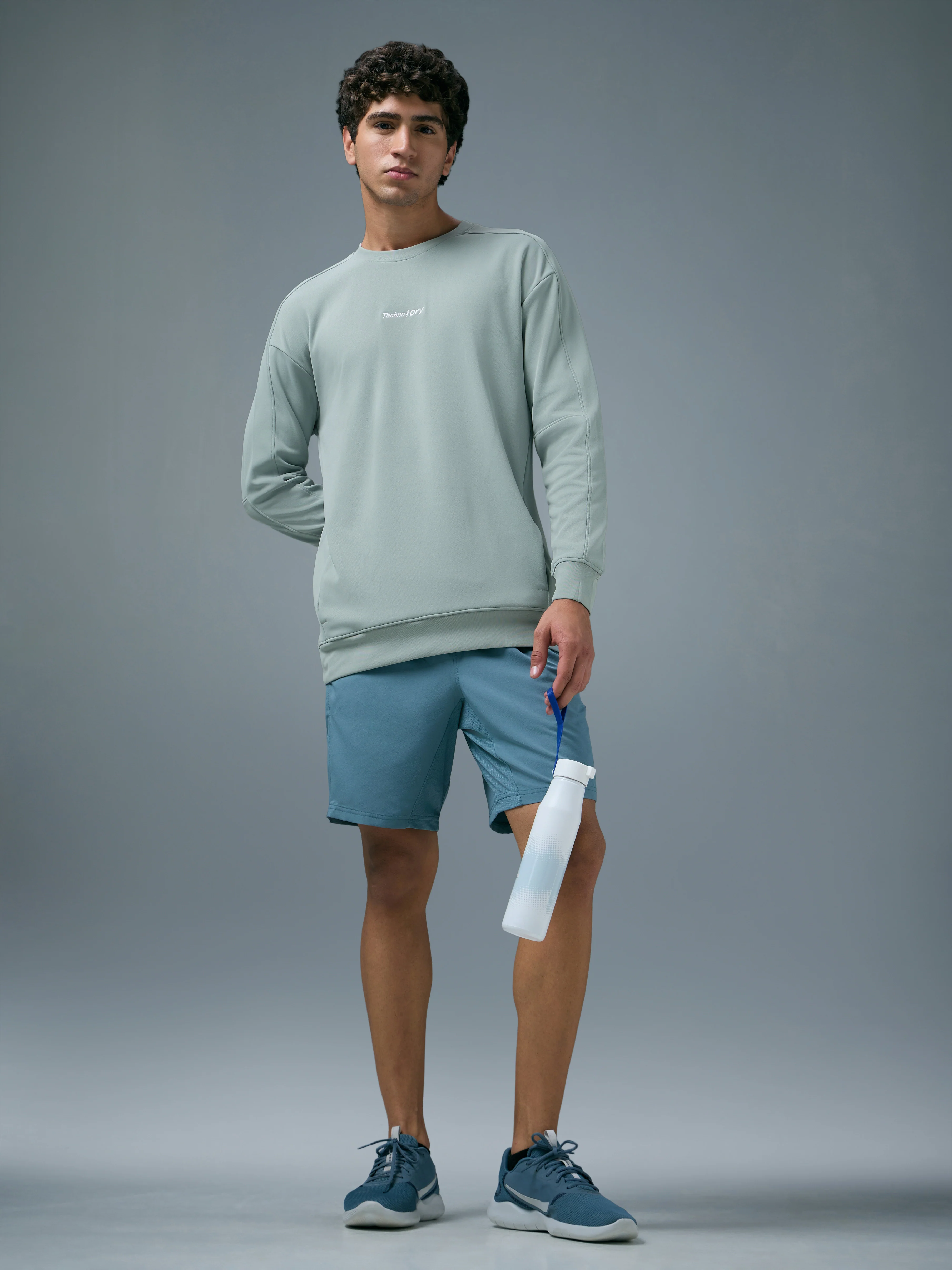 Men Solid Slim Fit Round Neck Sports Sweatshirt with ELASTOPLUS - Image 5