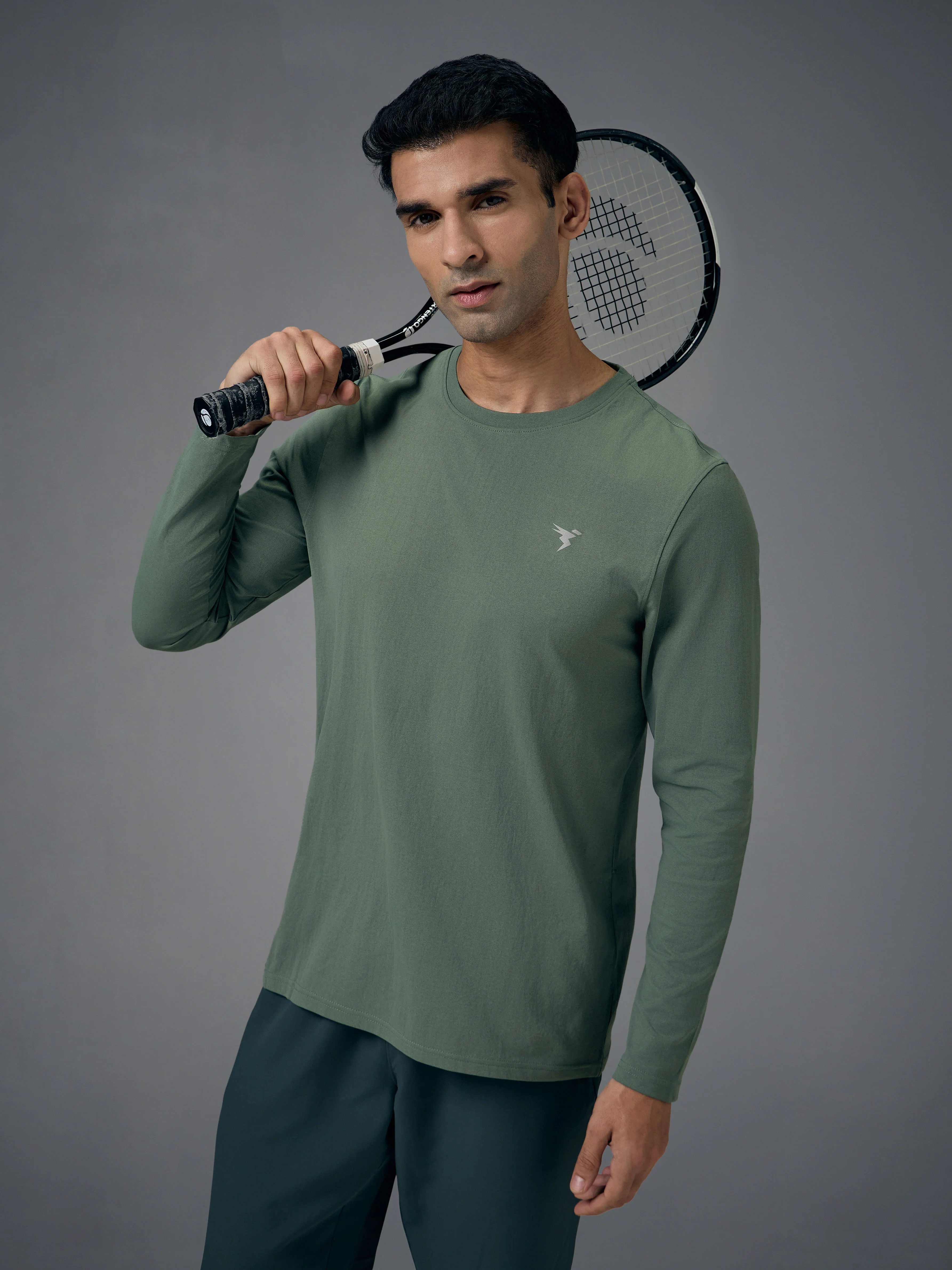 Men Solid Slim Fit Round Neck Sports T-shirt with COTFLEX