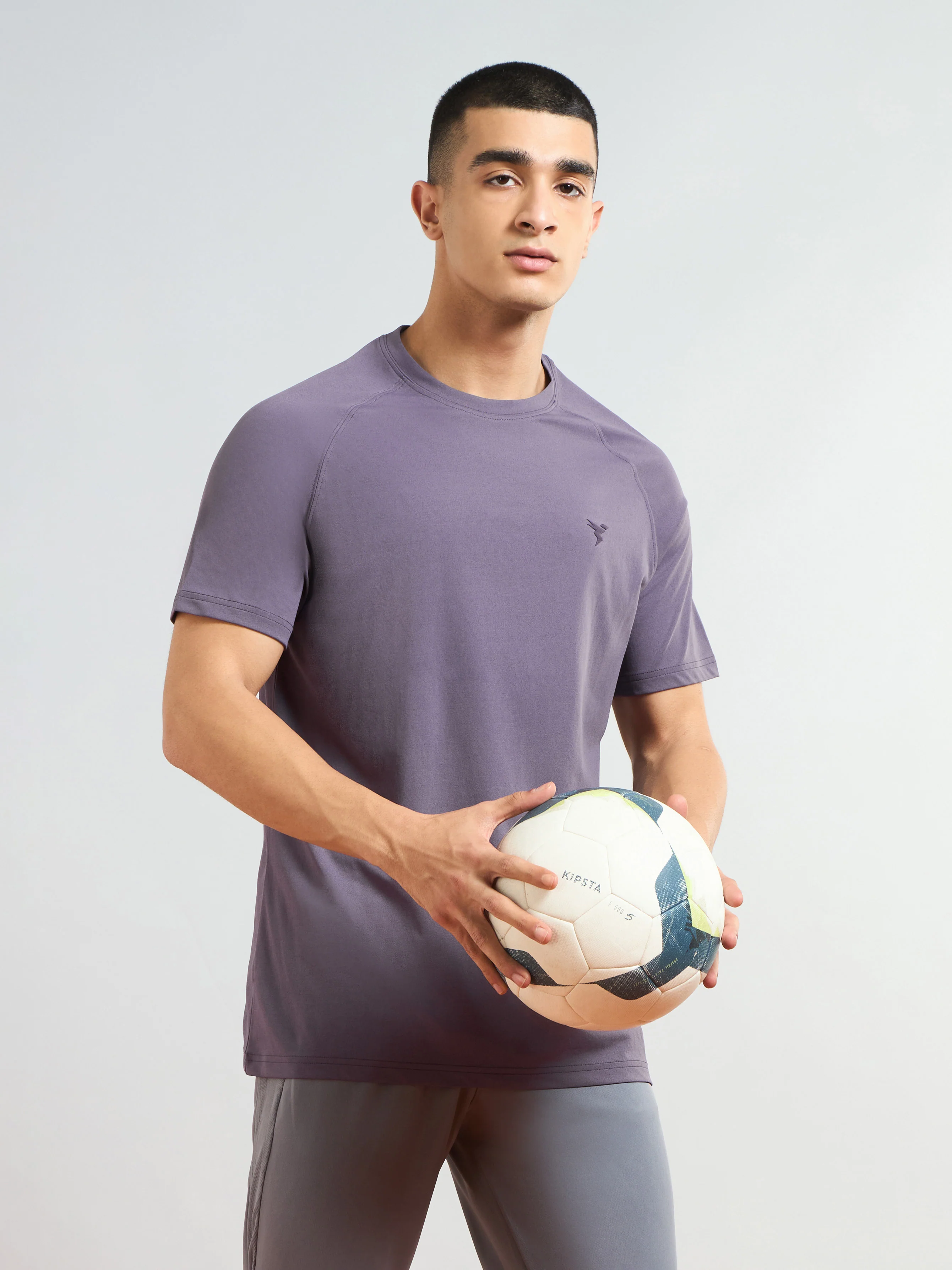 Men Solid Slim Fit Round Neck T-shirt with COTFLEX