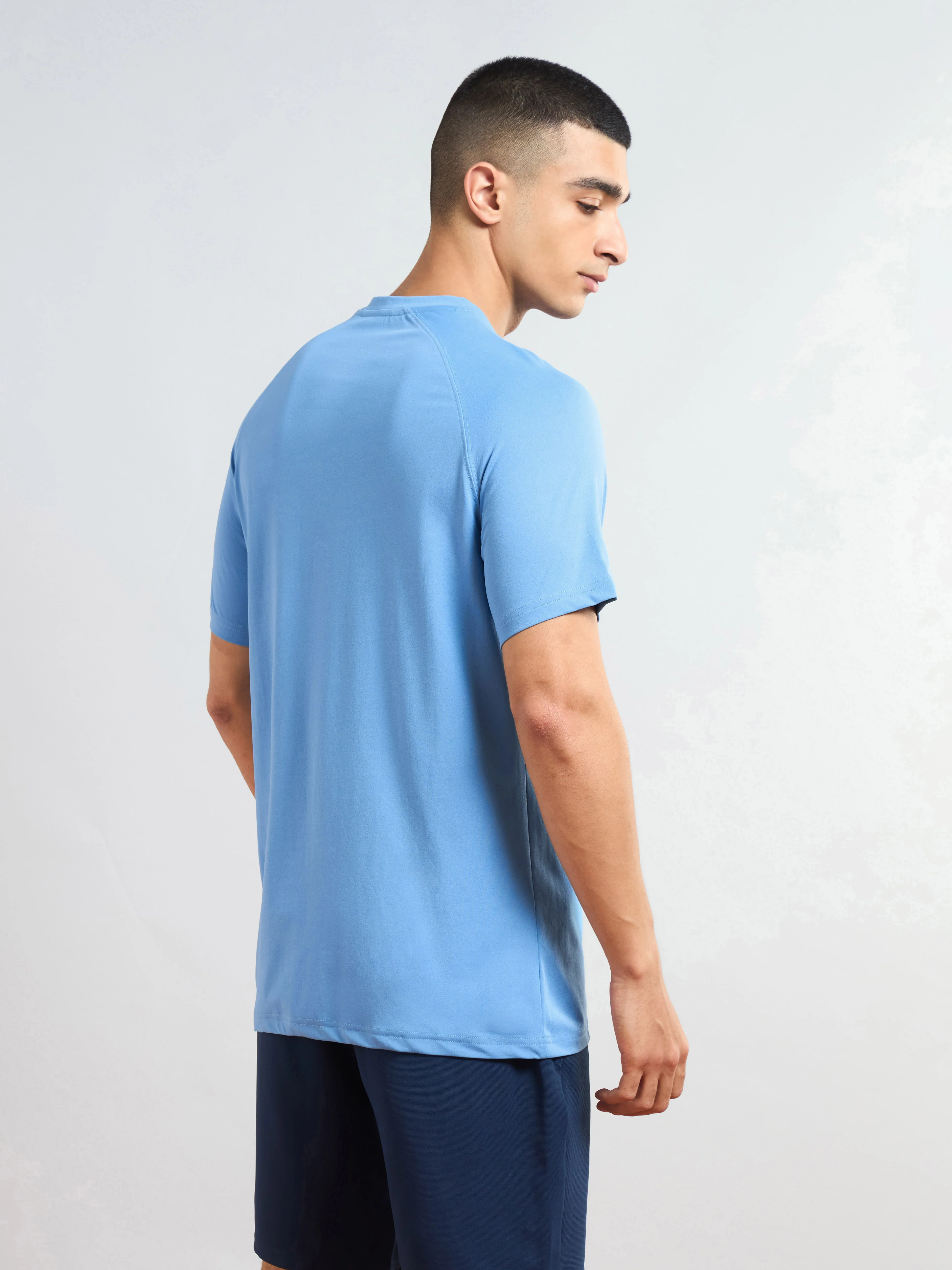 Men Solid Slim Fit Round Neck T-shirt with COTFLEX - Image 3