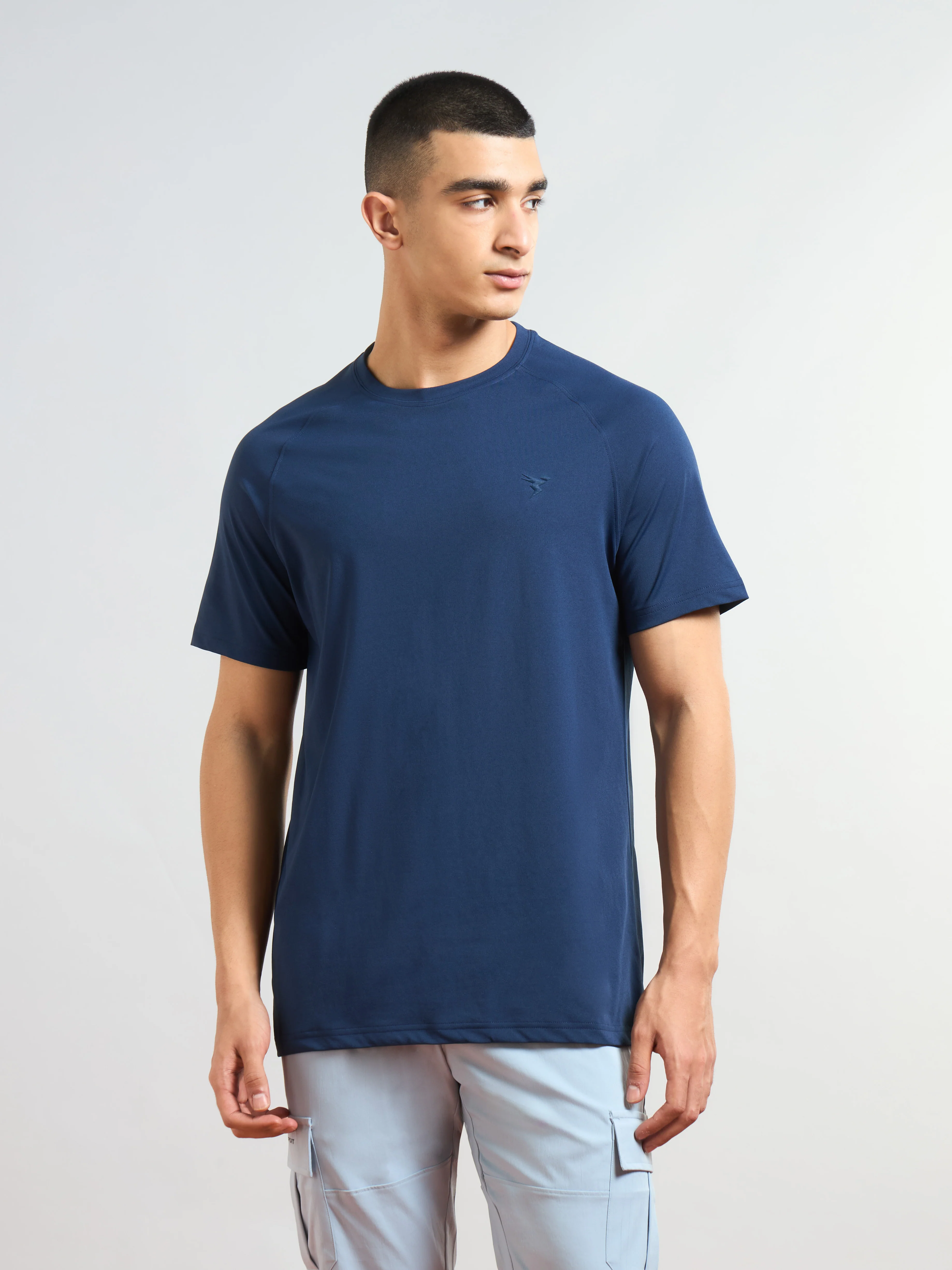 Men Solid Slim Fit Round Neck T-shirt with COTFLEX - Image 2