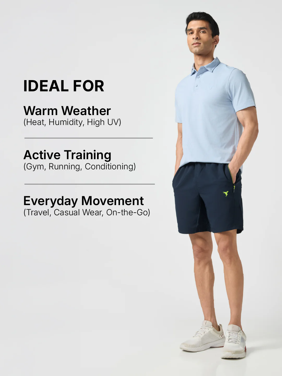 Men Solid Slim Fit Shorts with TECHNOLITE - Image 6