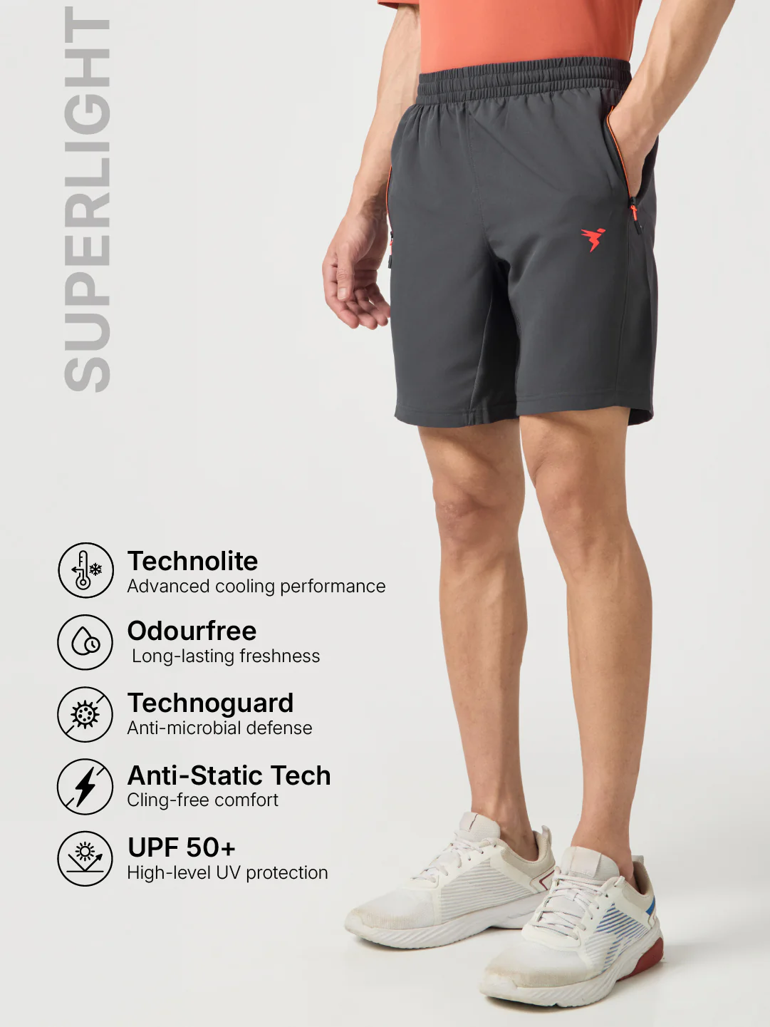 Men Solid Slim Fit Shorts with TECHNOLITE - Image 4