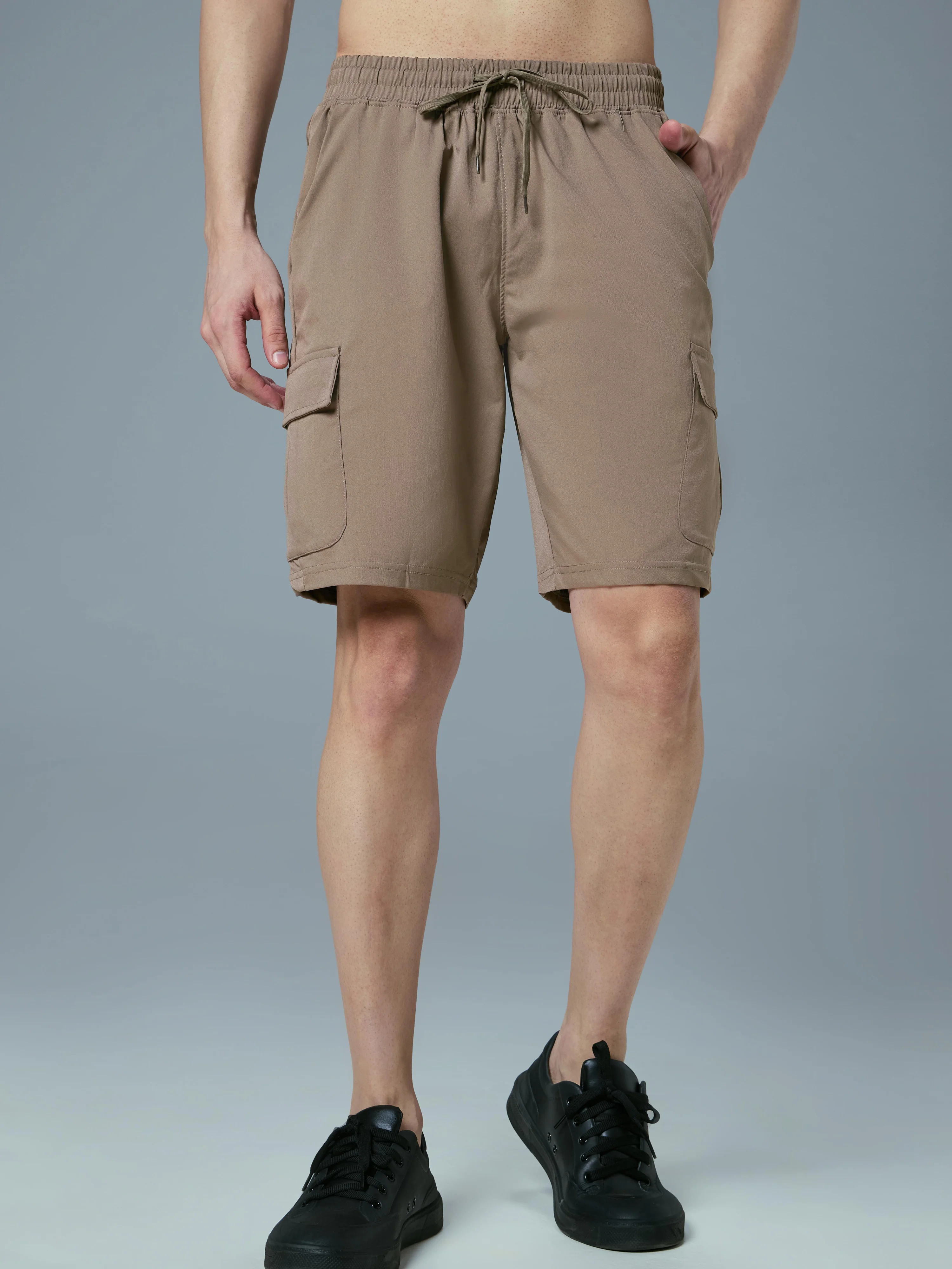 Men Solid Slim Fit Shorts with TS FLEXI - Image 2