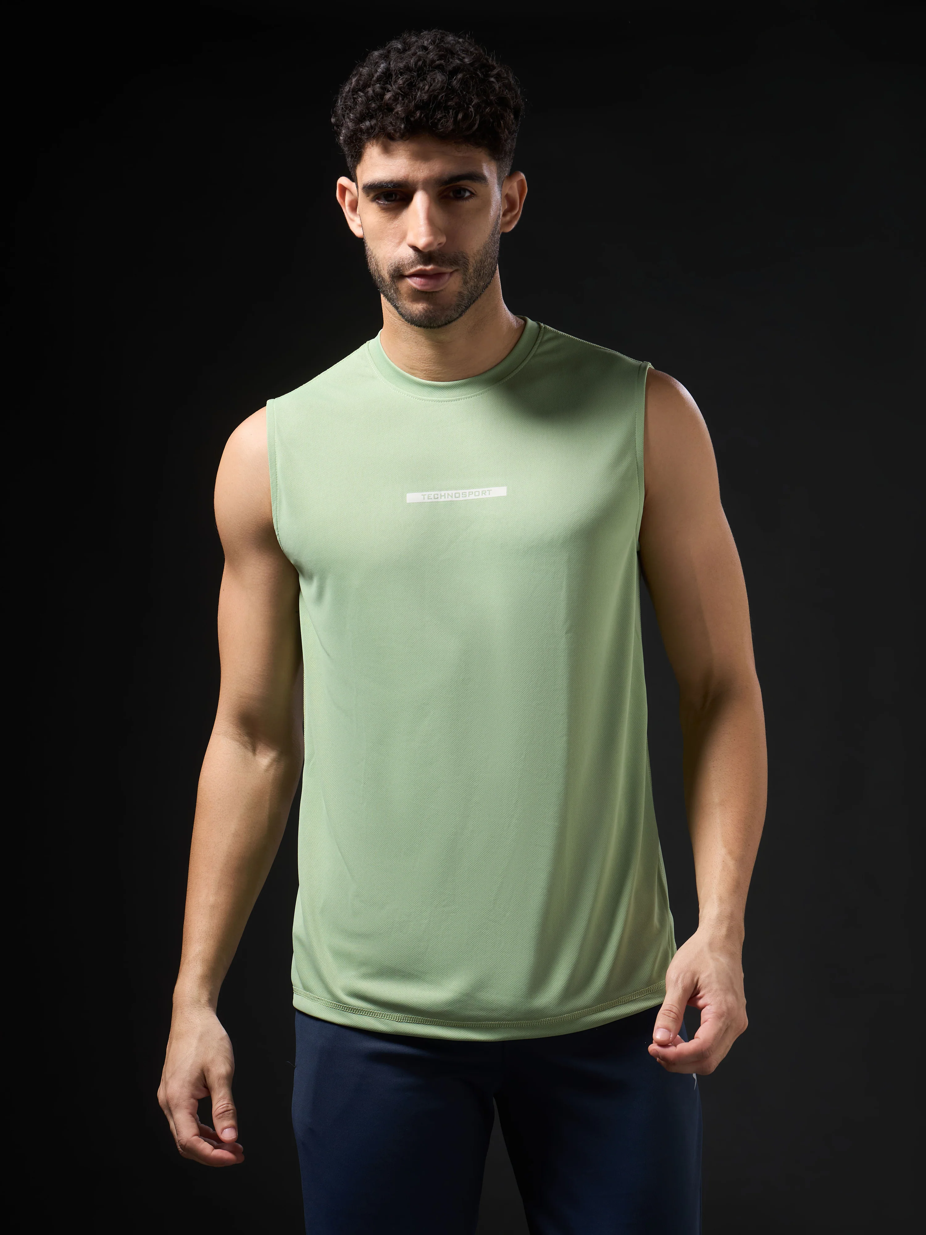 Men Solid Slim Fit Sports Innerwear Vest with TECHNOCOOL+