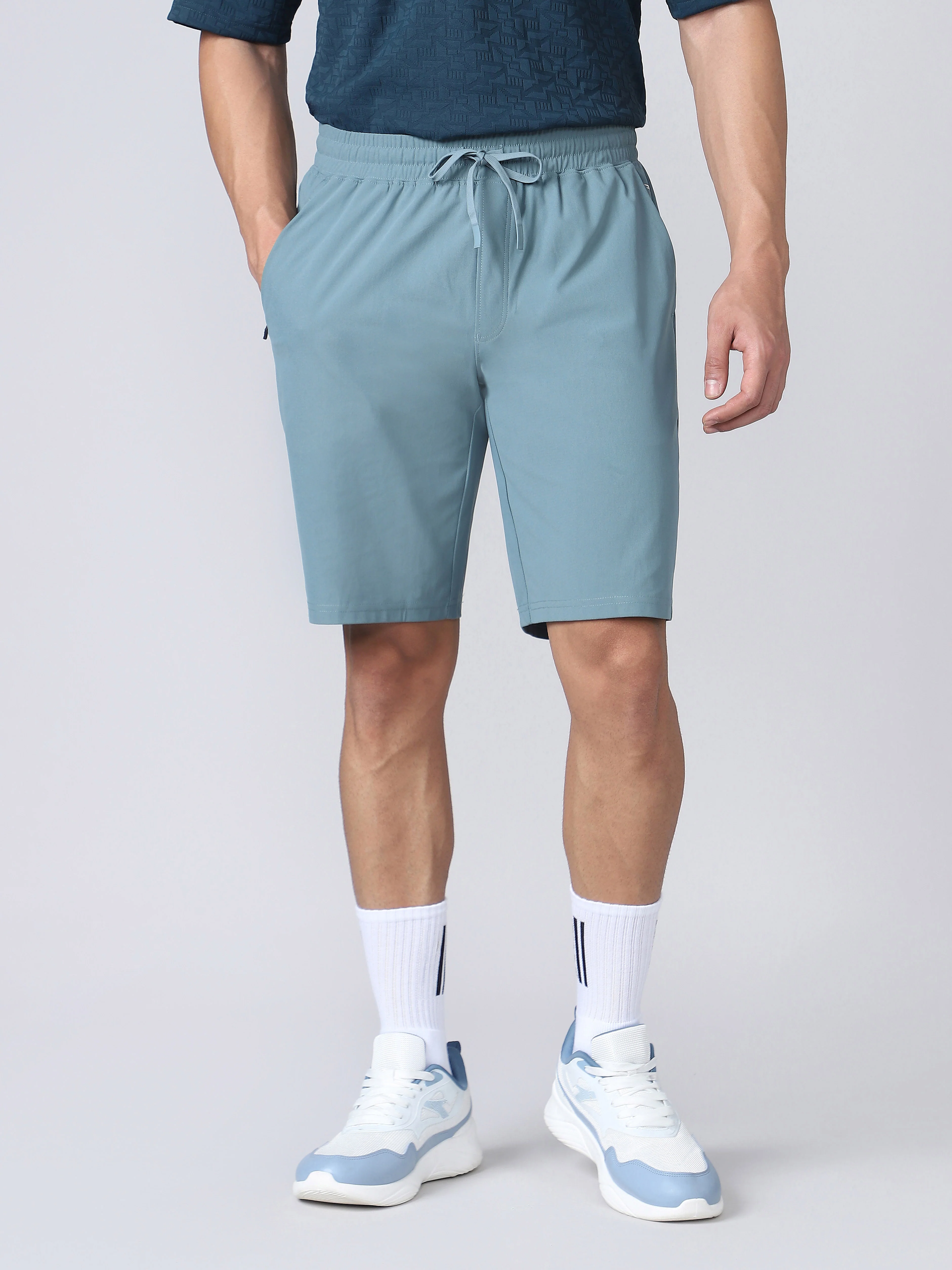 Men Solid Slim Fit Sports Shorts with DURACOOL