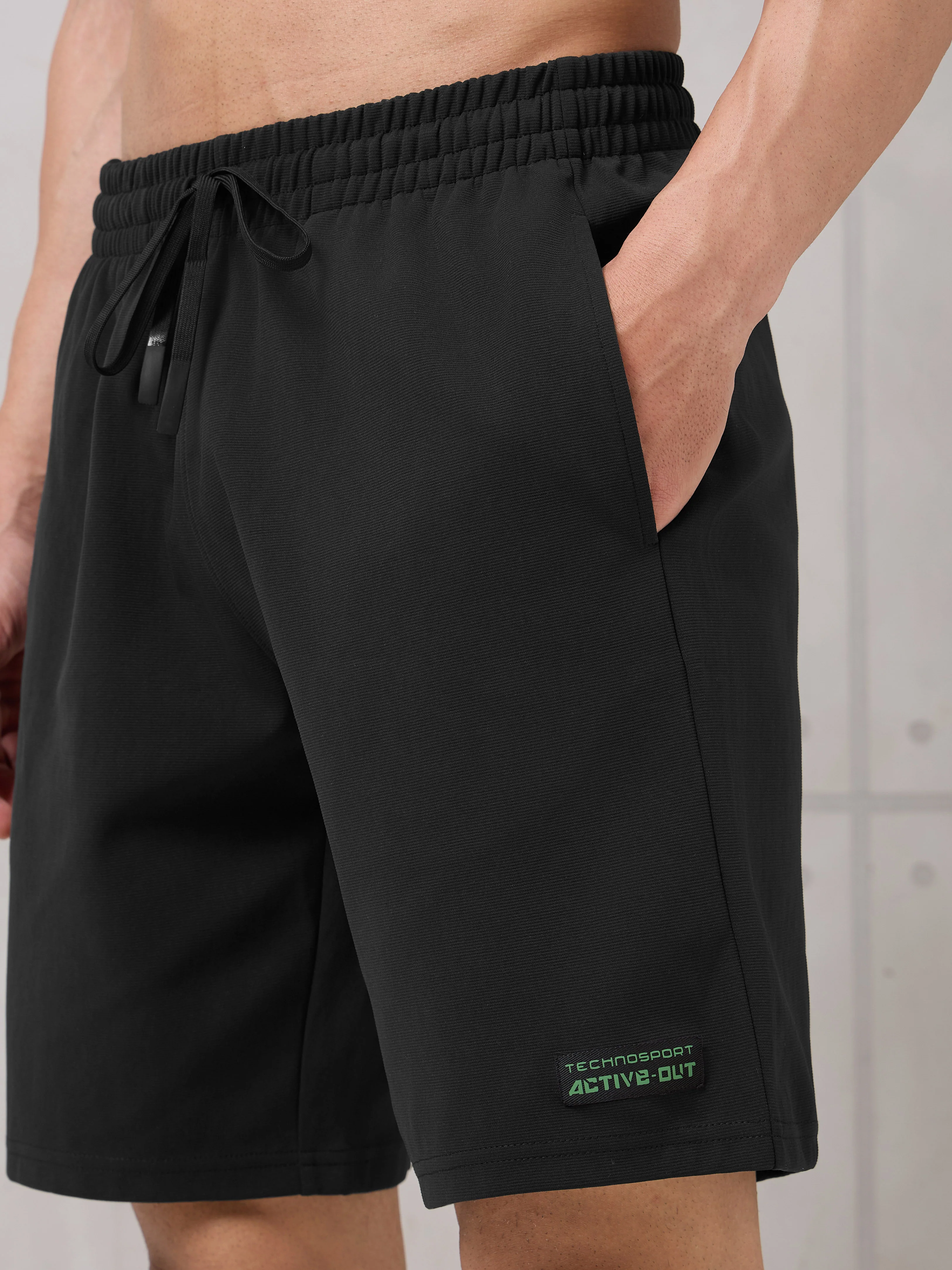 Men Solid Slim Fit Active Out Sports Shorts with ELASTOPLUS - Image 3