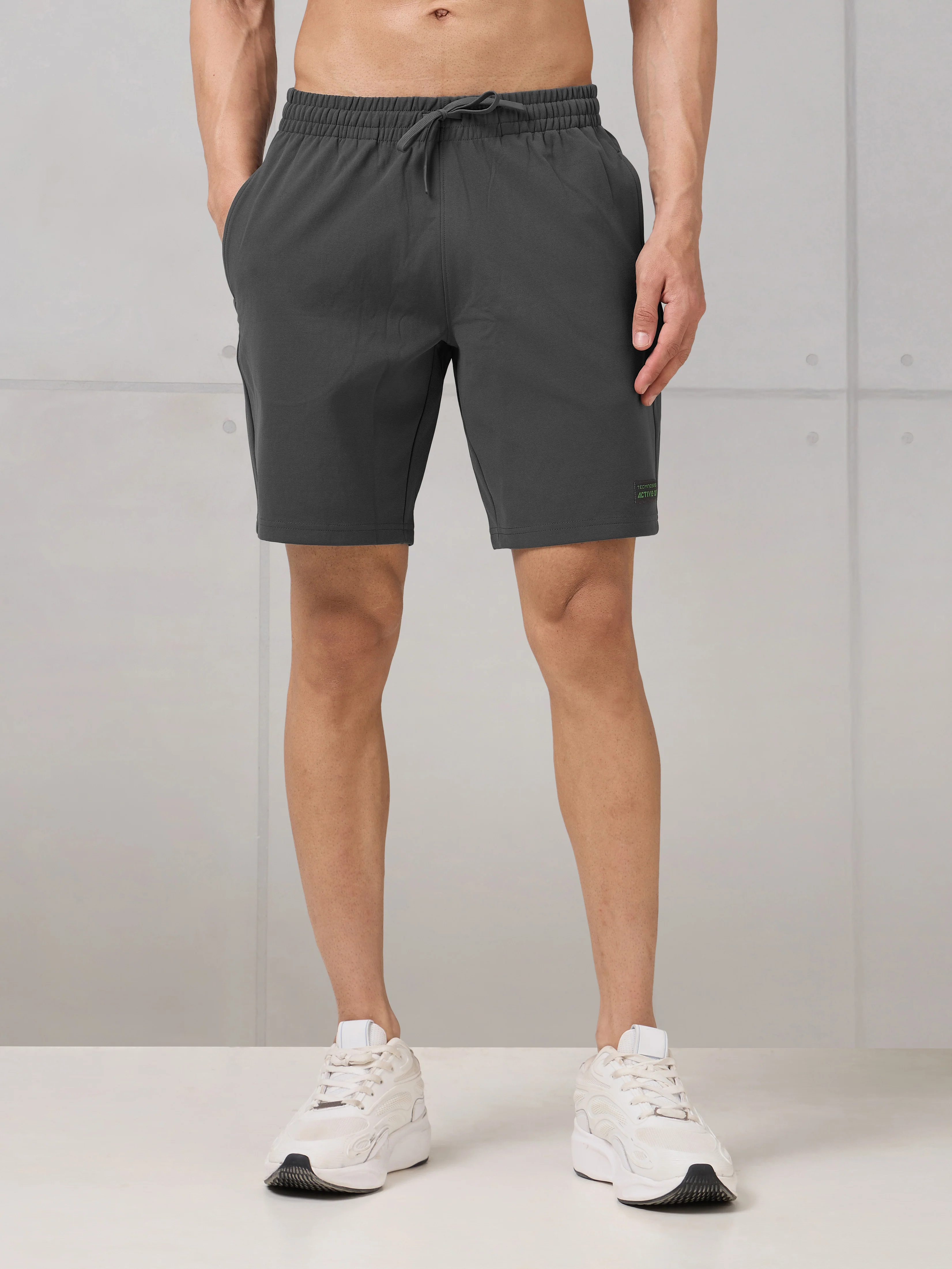 Men Solid Slim Fit Active Out Sports Shorts with ELASTOPLUS - Image 2
