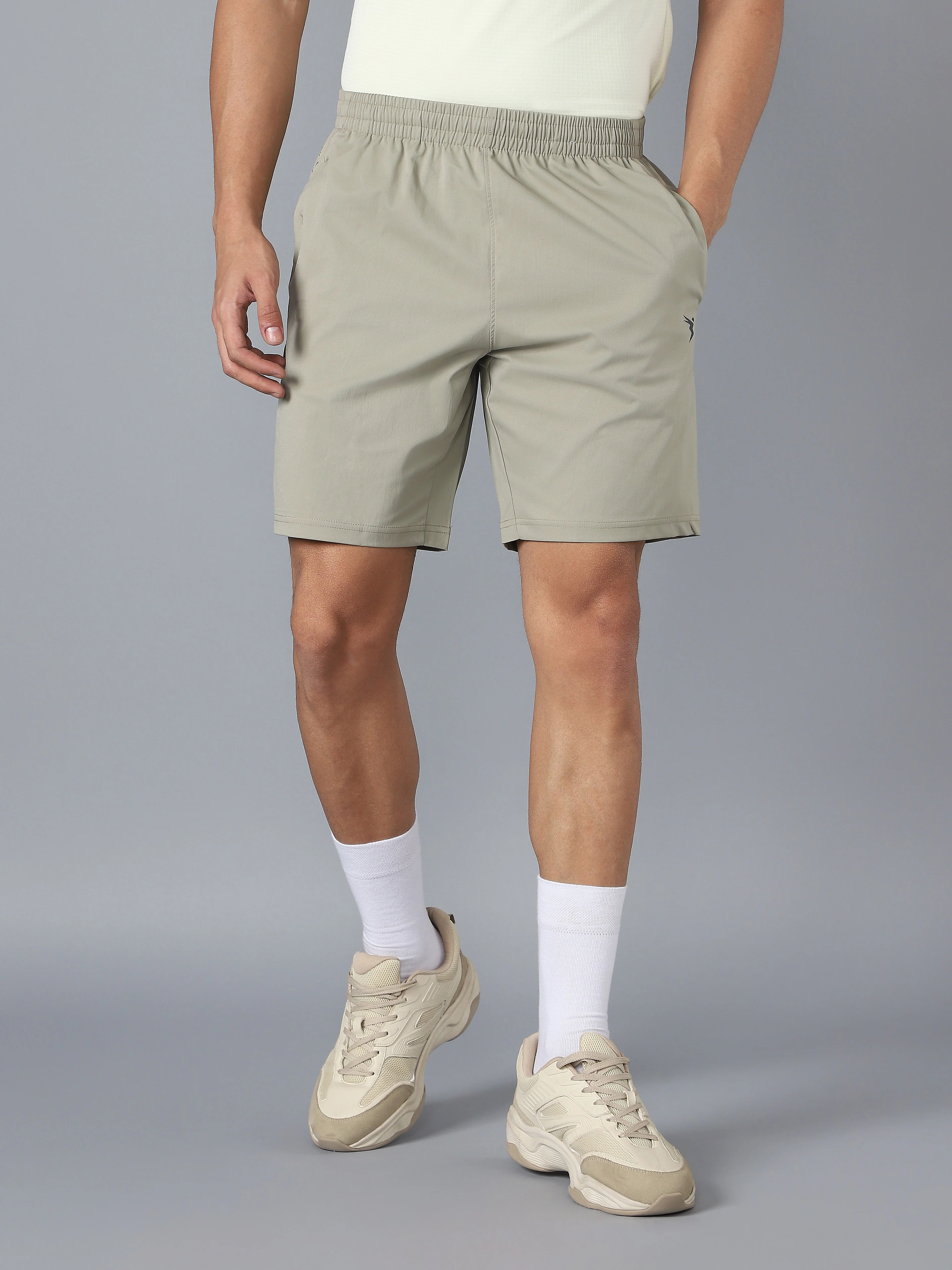 Men Solid Slim Fit Sports Shorts with TS FLEXI