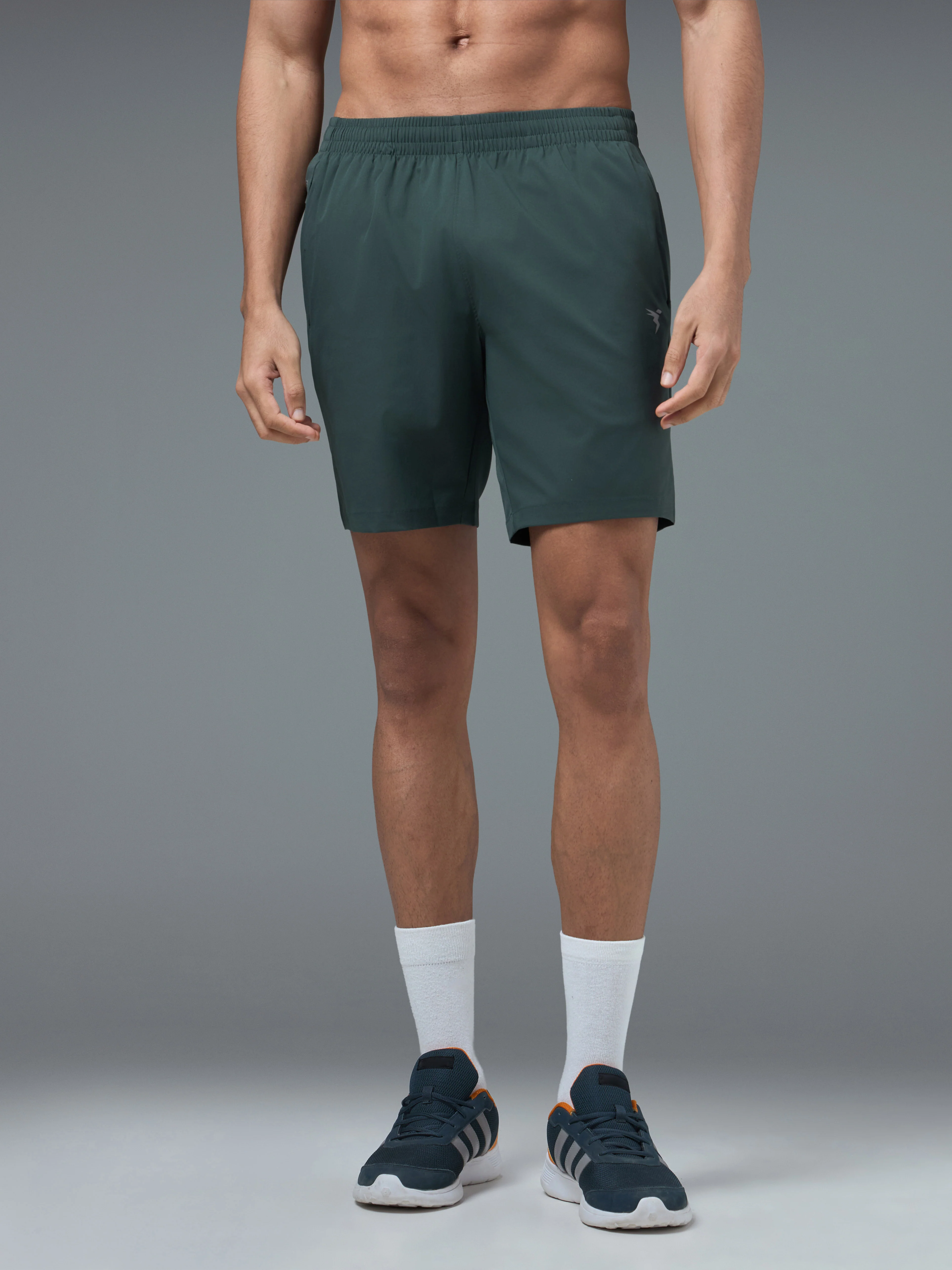Men Solid Slim Fit Sports Shorts with TS FLEXI