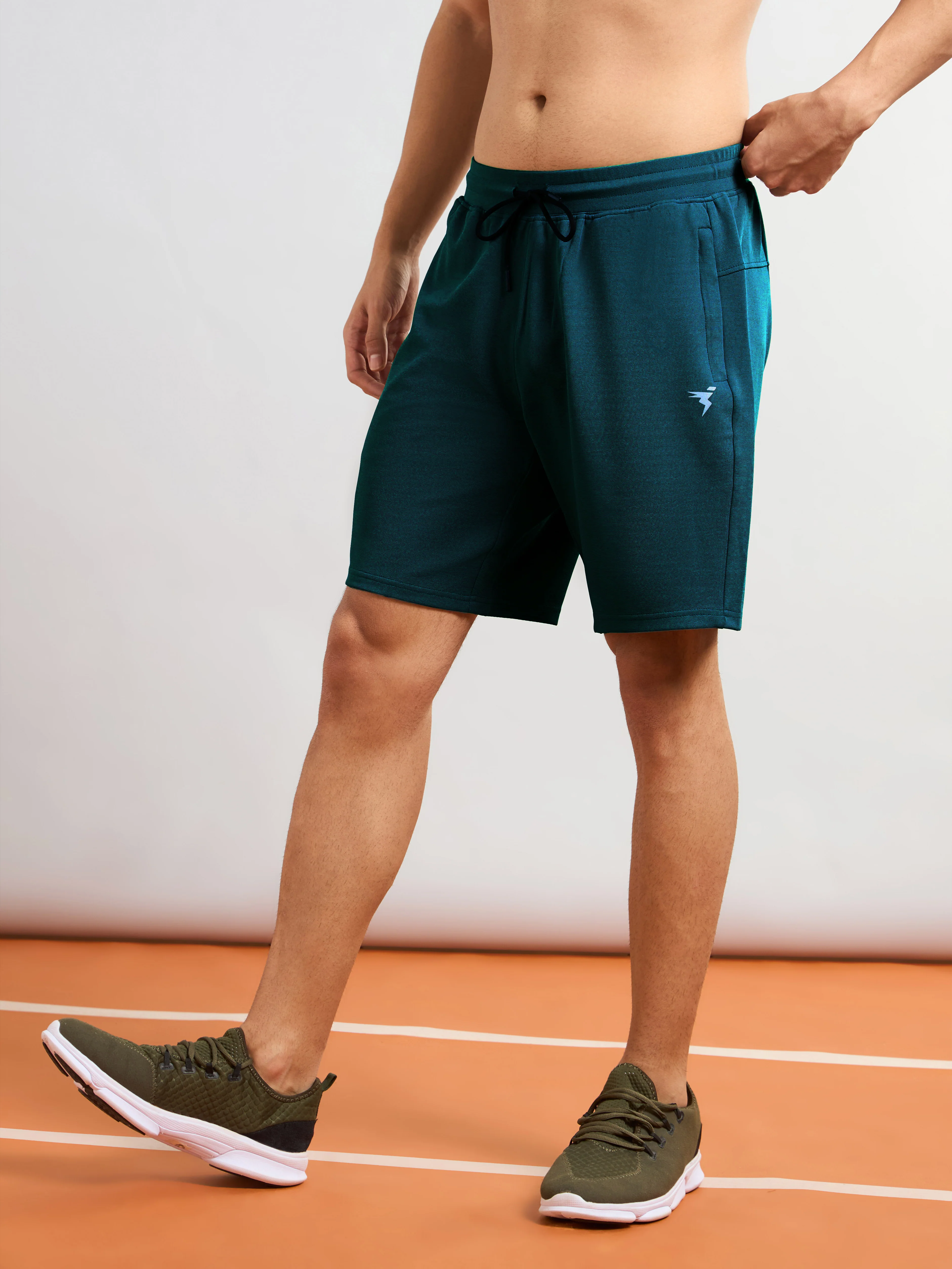 Men Solid Slim Fit Sports Shorts with TS FLEXI