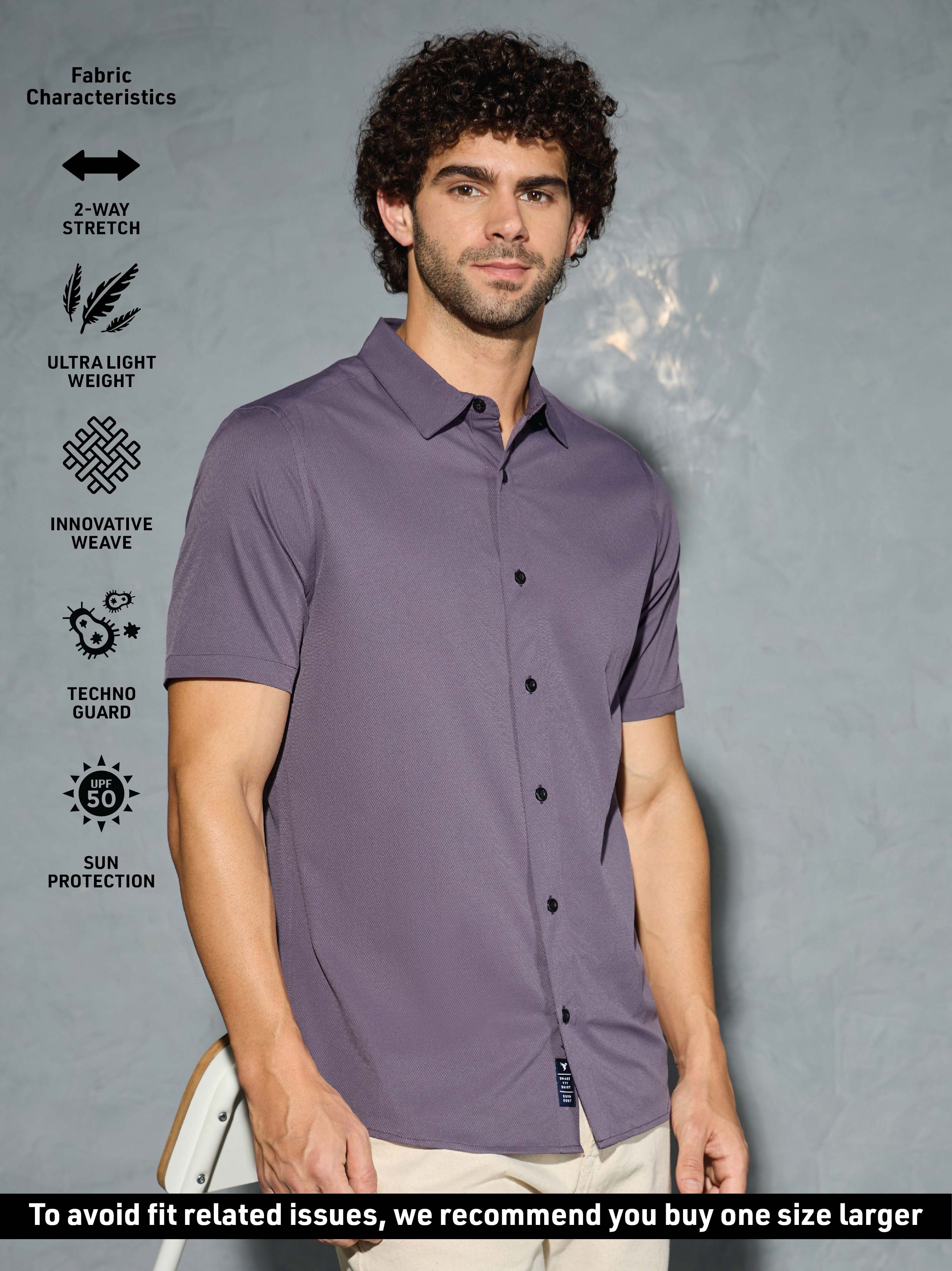 Men Solid Slim Fit Spread Collar Shirt with TS LYTRA - Image 4