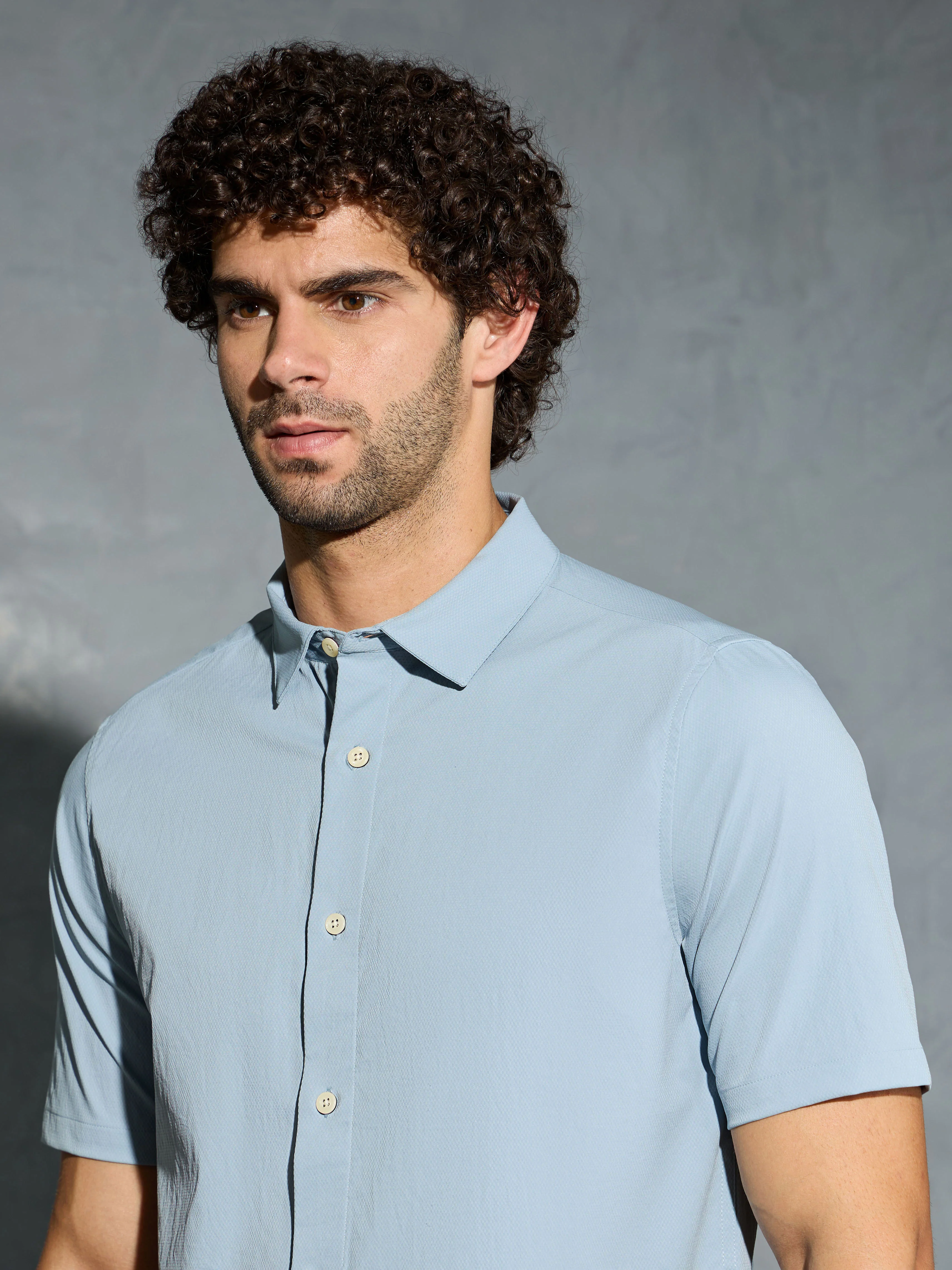 Men Solid Slim Fit Spread Collar Shirt with TS LYTRA - Image 6