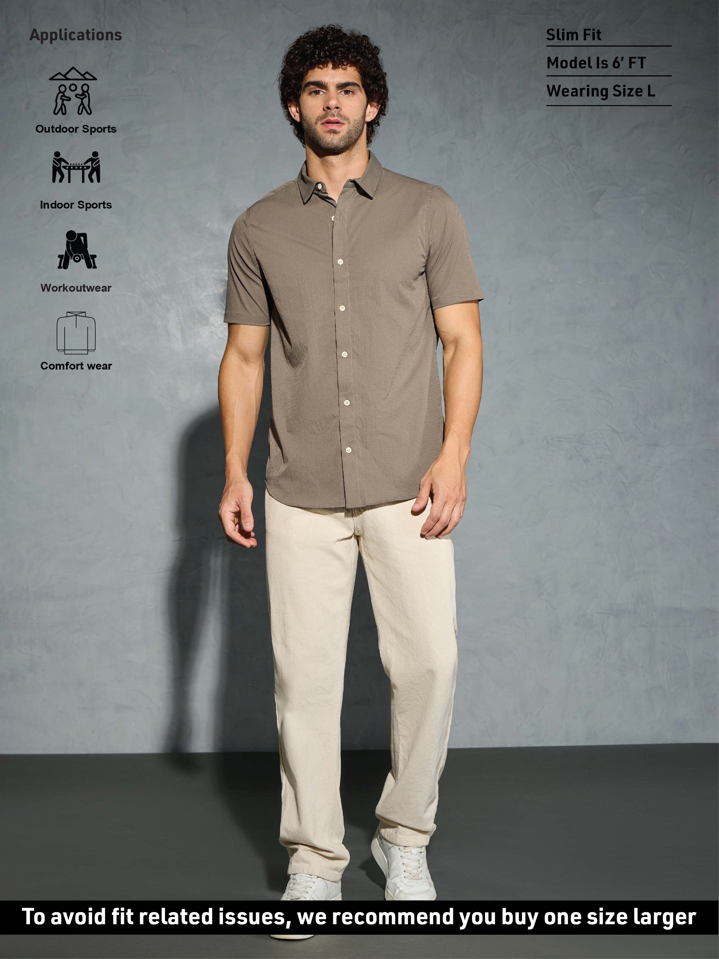 Men Solid Slim Fit Spread Collar Shirt with TS LYTRA - Image 5