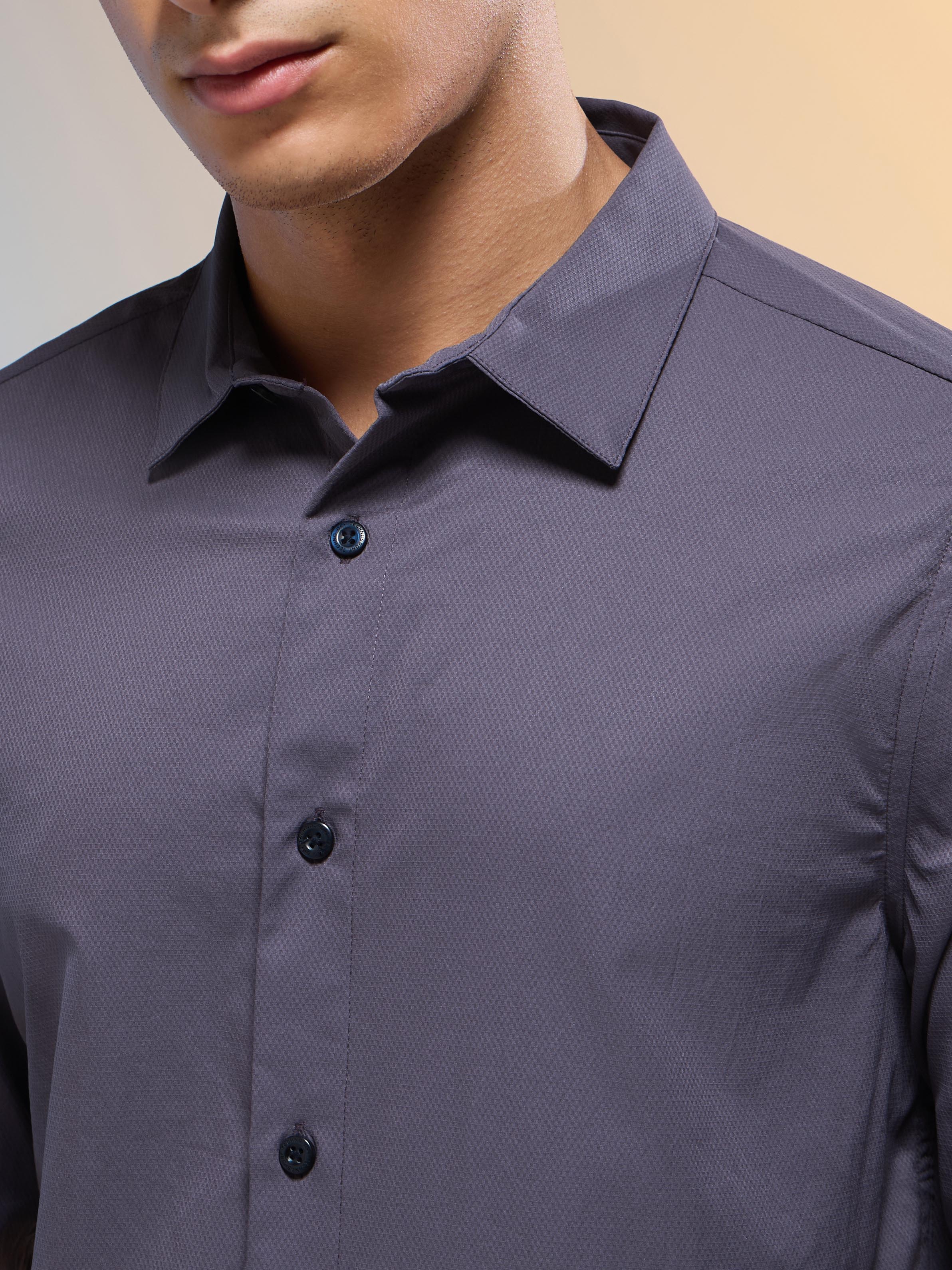 Men Solid Slim Fit Spread Collar Shirt with TS LYTRA - Image 6